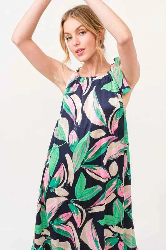 And The Why Botanical Printed Halterneck Tiered Maxi Dress And The Why Botanical Printed Halterneck Tiered Maxi Dress