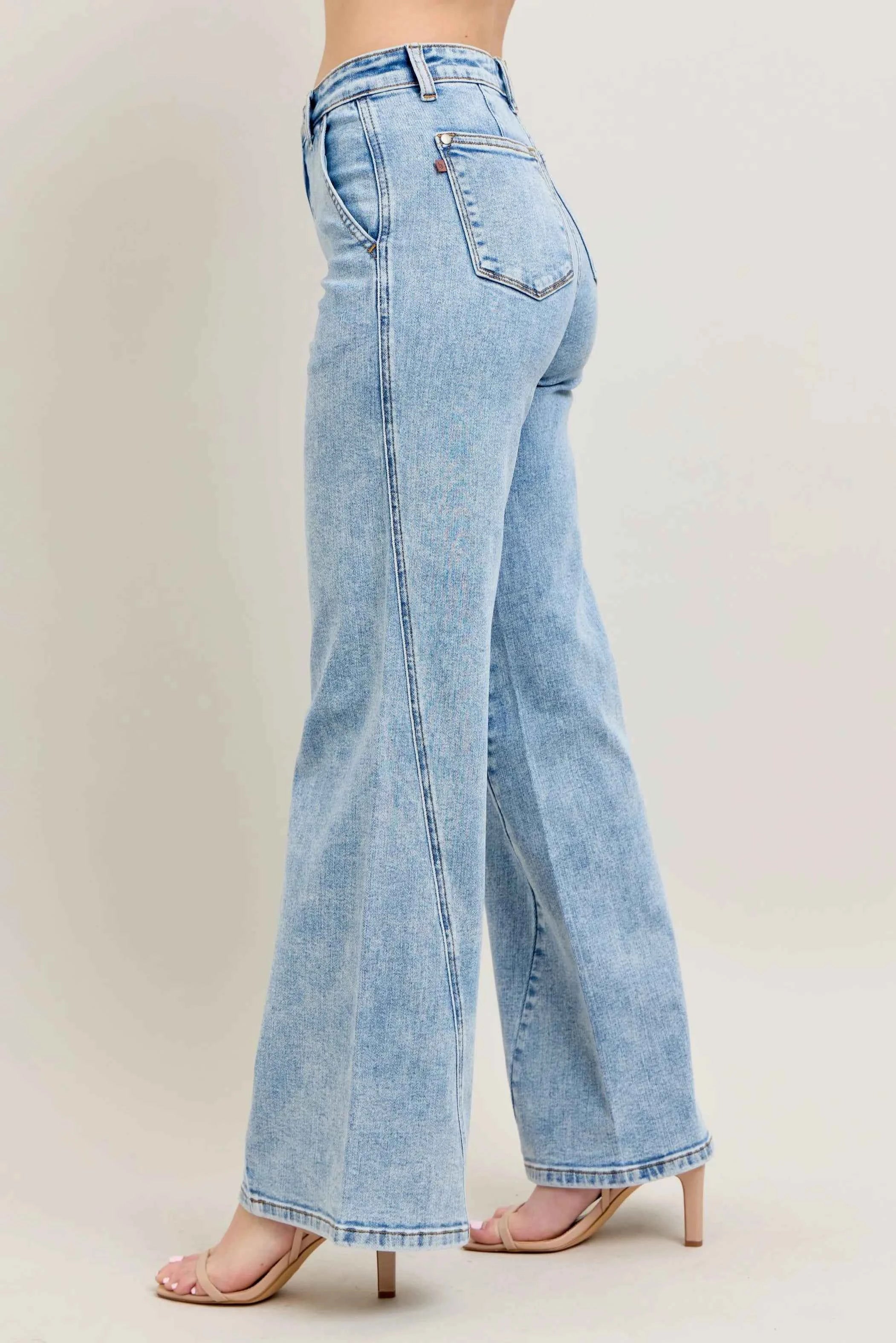 Judy Blue Full Size High Waist Wide Leg Jeans with Skewed Inseam Plus Size Judy Blue Full Size High Waist Wide Leg Jeans with Skewed Inseam Plus Size