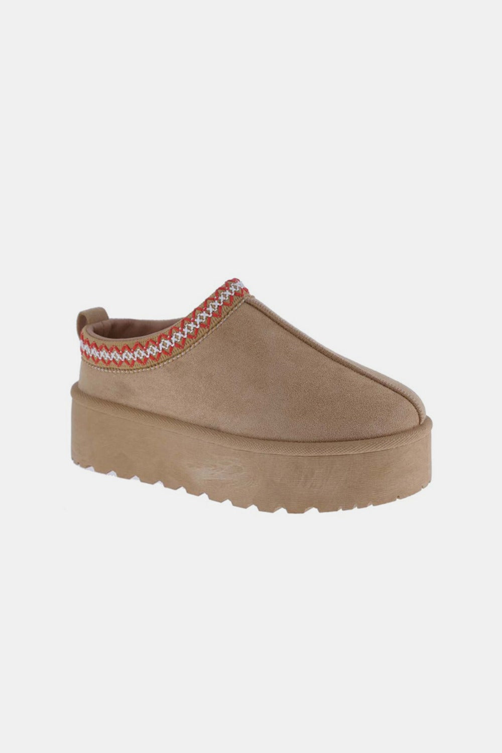 Weeboo Platform Embroidered Trim Slip-On Boots Weeboo Platform Embroidered Trim Slip-On Boots