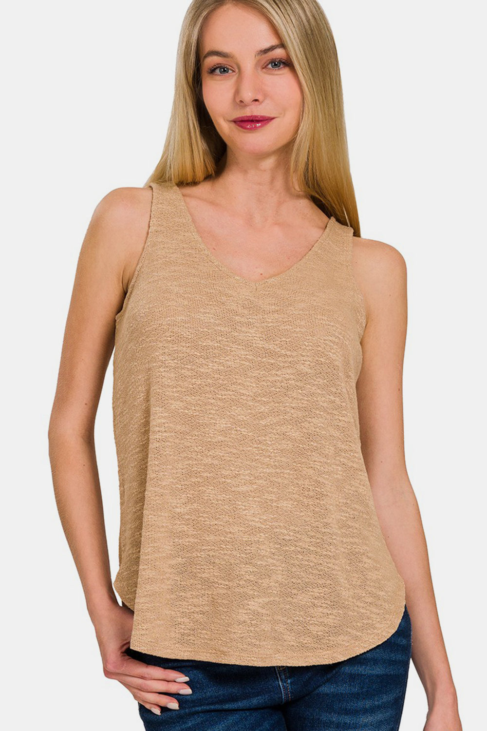 Zenana V-Neck Curved Hem Tank Zenana V-Neck Curved Hem Tank - TopFashionHQ