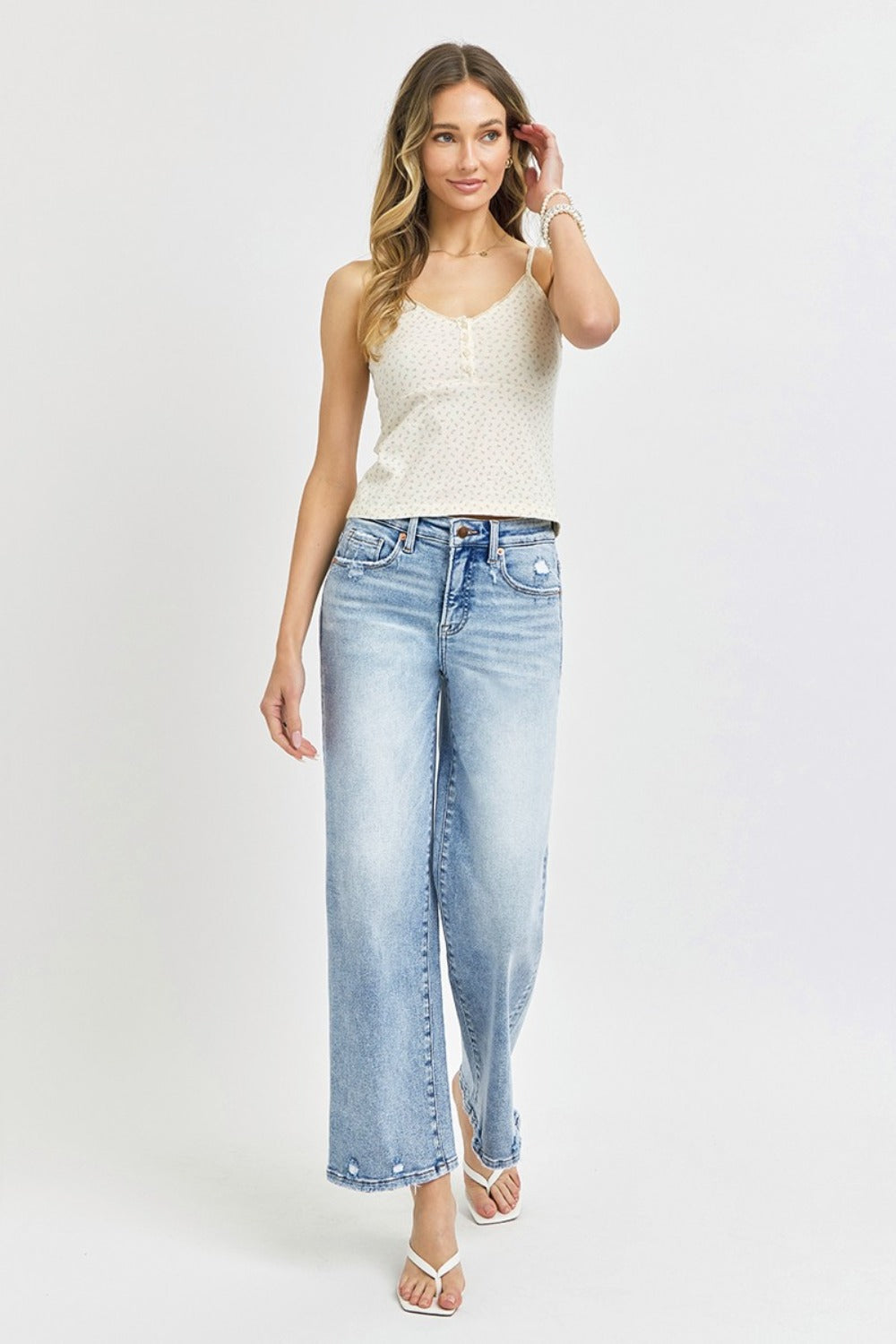 RISEN Full Size Tummy Control High Rise Crop Wide Leg Jeans RISEN Full Size Tummy Control High Rise Crop Wide Leg Jeans - TopFashionHQ
