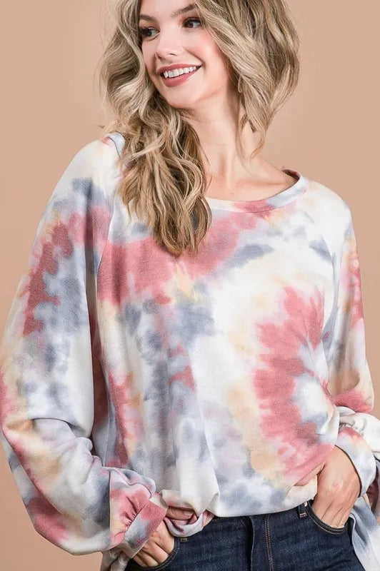 BiBi Tie Dye Print Terry Top With Puff Sleeves 2358c5a065d648caad27bb199db239c7-Max-Origin