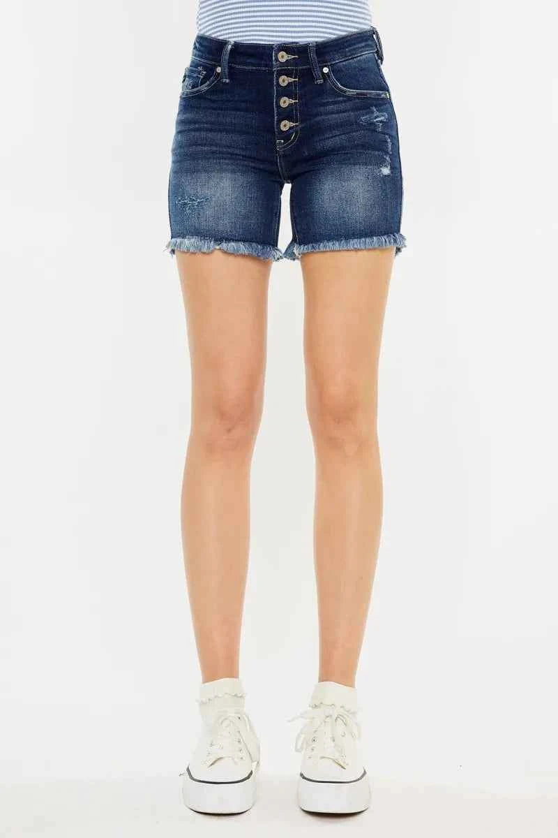 Kancan Mid Rise Button Fly Denim Shorts Kancan Mid Rise Button Fly Denim Shorts