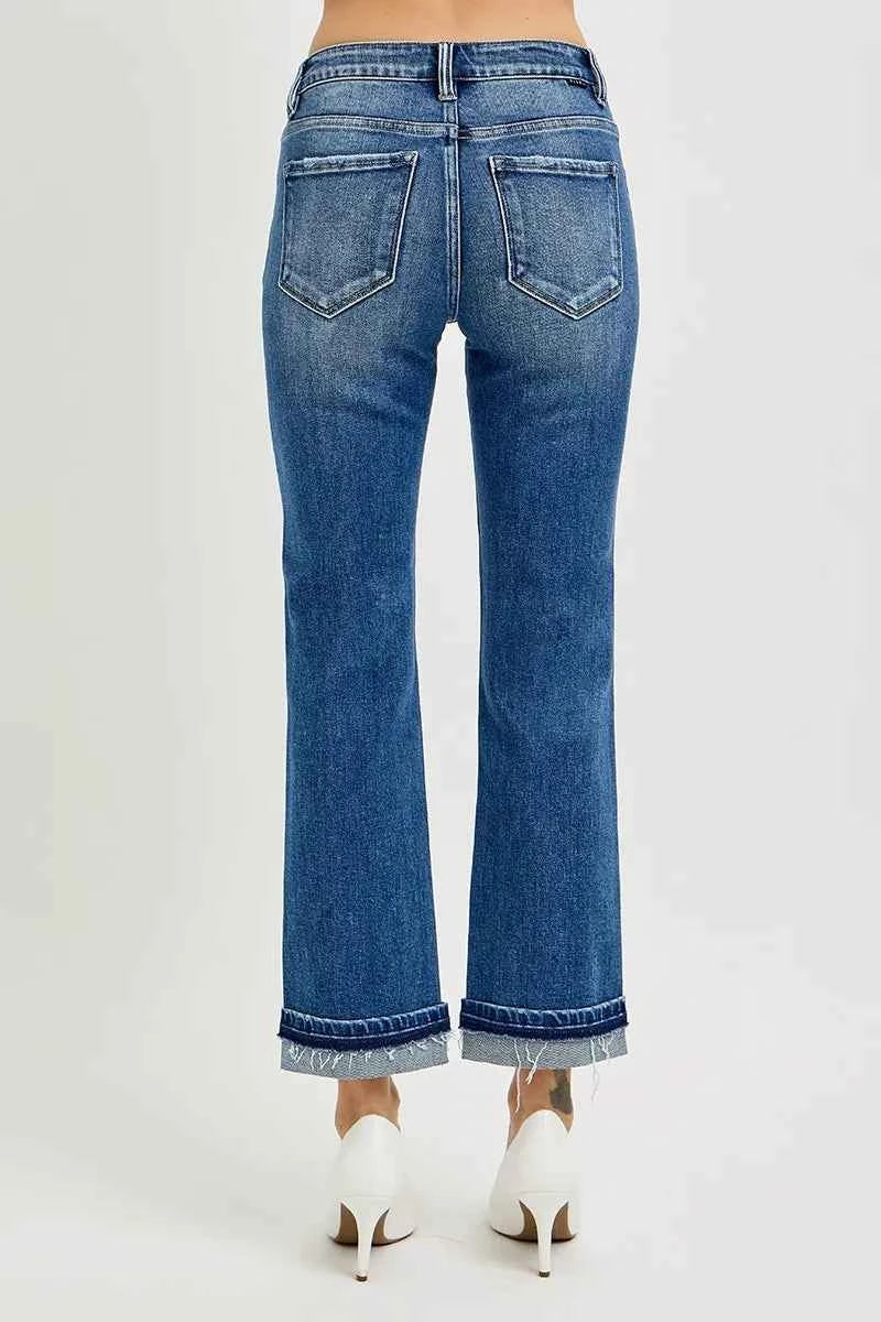 RISEN Mid Rise Ankle Straight Cuffed Jeans RISEN Mid Rise Ankle Straight Cuffed Jeans