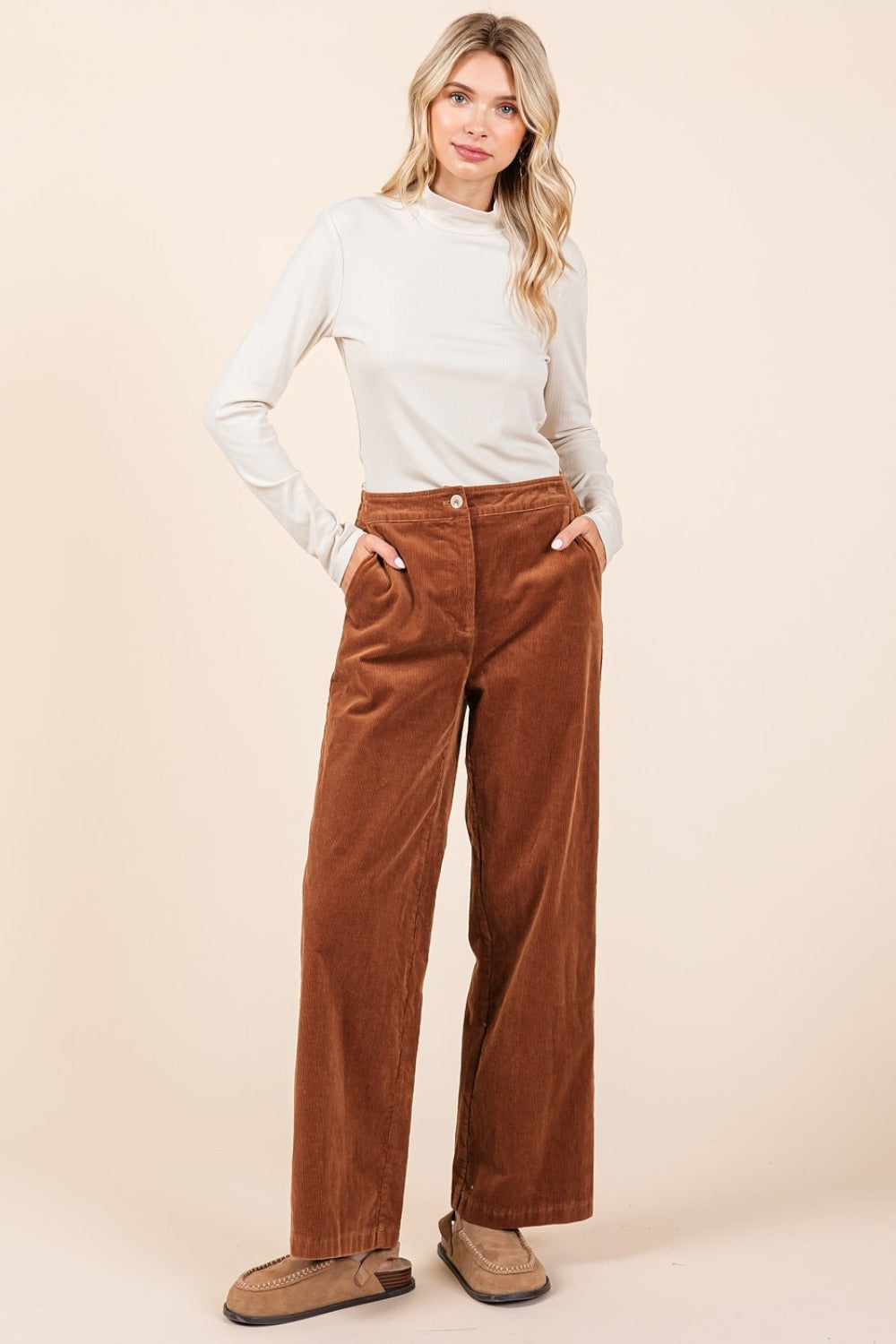 Mittoshop Corduroy Back Elastic Waist Pants Mittoshop Corduroy Back Elastic Waist Pants