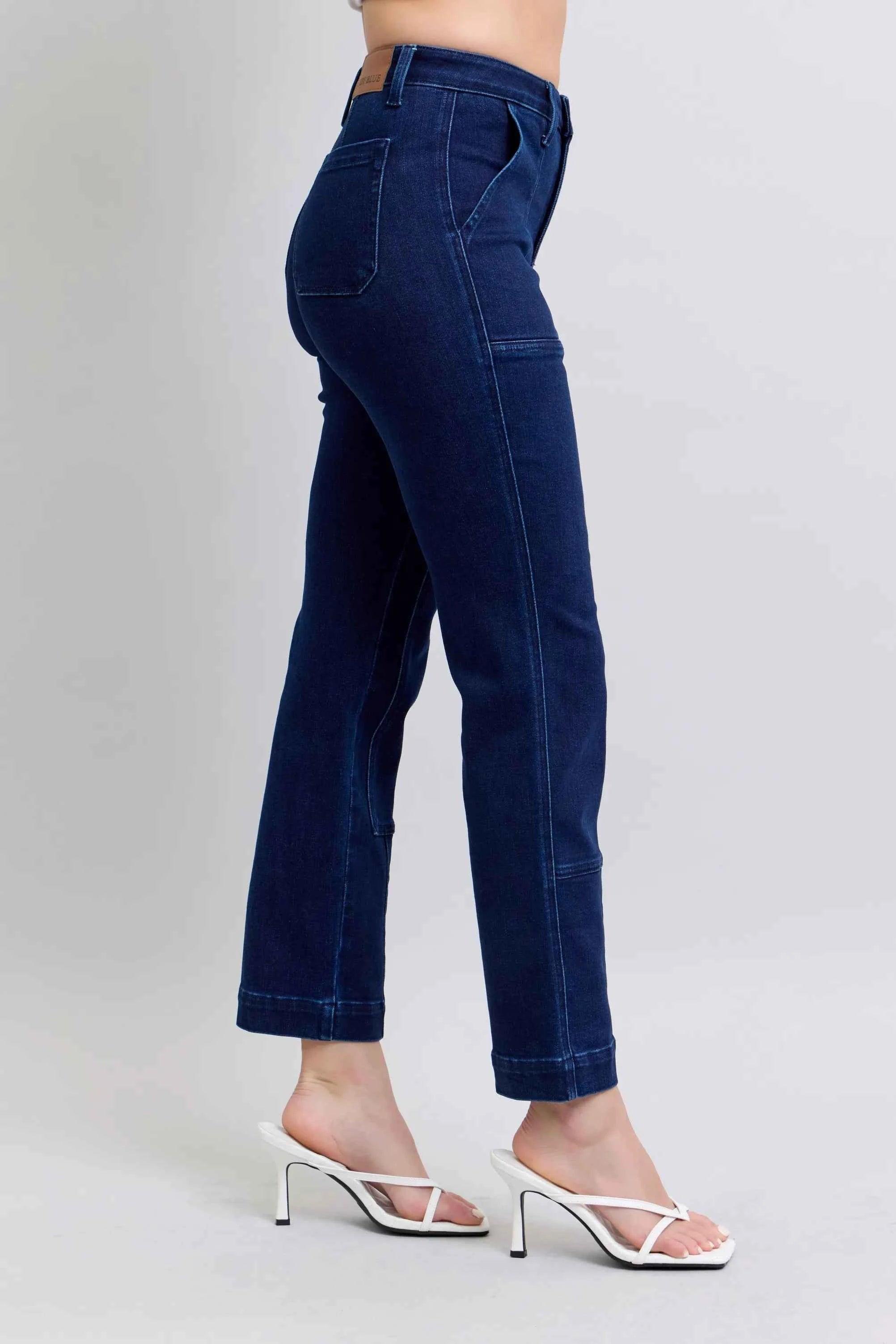 Judy Blue Full Size Hw Work Wear Knee Patch Straight Jeans Plus Size Judy Blue Full Size Hw Work Wear Knee Patch Straight Jeans Plus Size