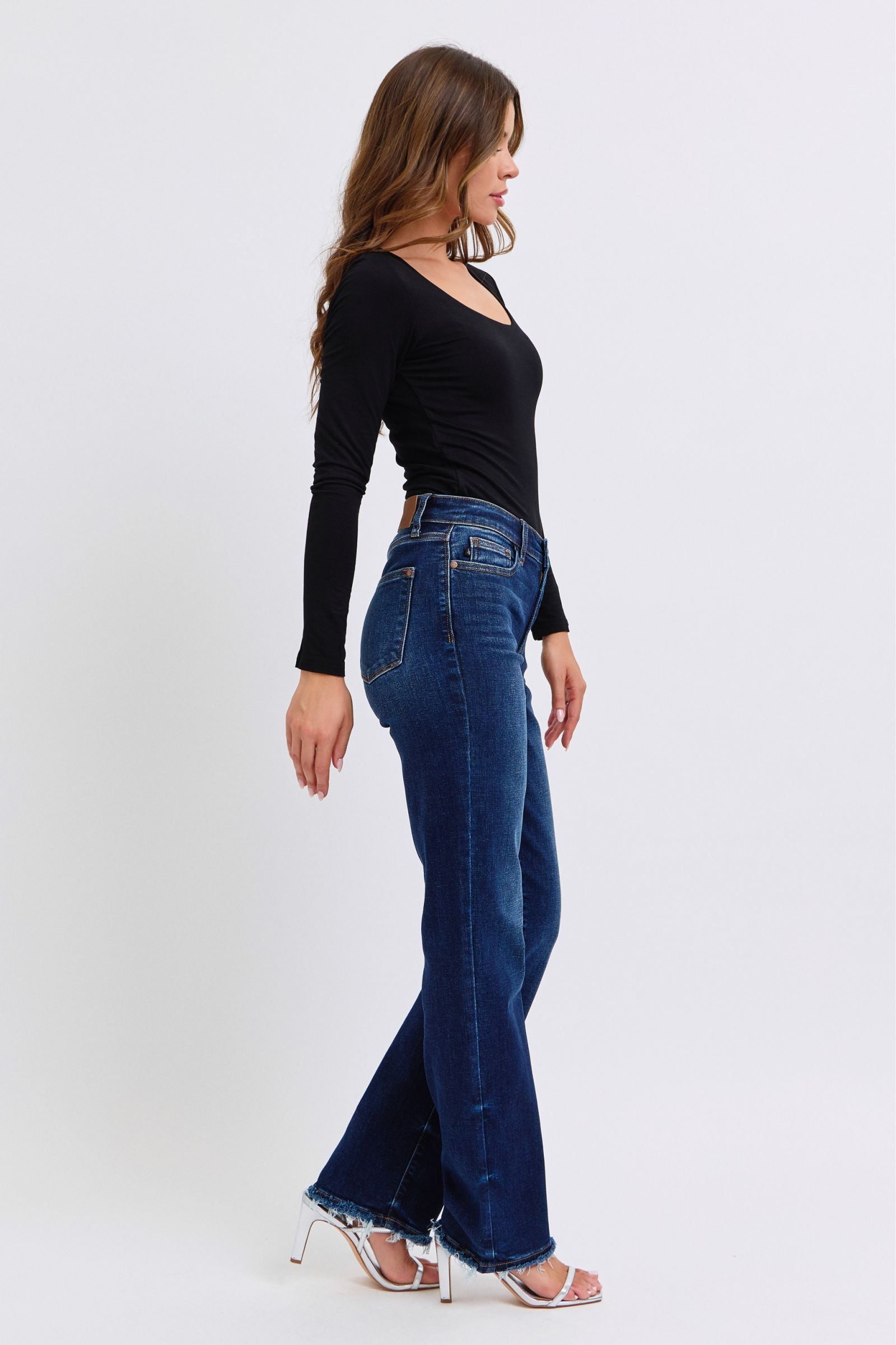Judy Blue Full Size Raw Hem Straight Leg Jeans Judy Blue Full Size Raw Hem Straight Leg Jeans - TopFashionHQ