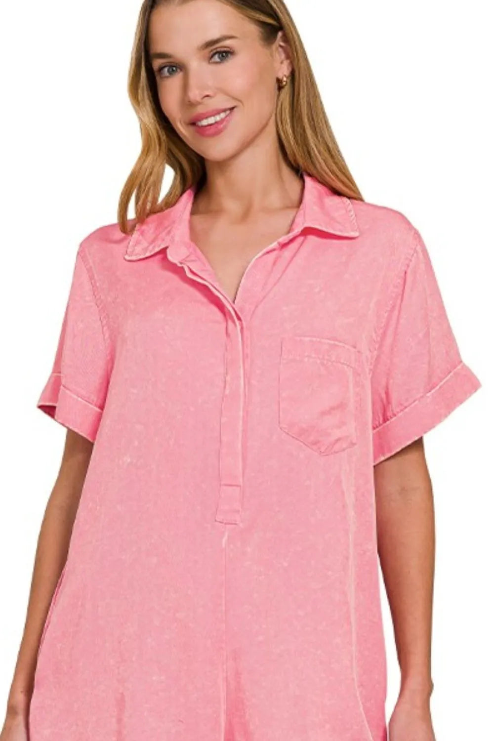 Zenana Tencel Mineral Washed Half Button Shirts Romper 253dfe0f-b2f5-4383-9ee8-9fdcbfd4850b-Max-Origin