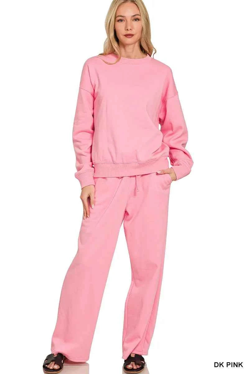 Zenana Fleece Long Sleeve Top and Sweatpants Set Zenana Fleece Long Sleeve Top and Sweatpants Set
