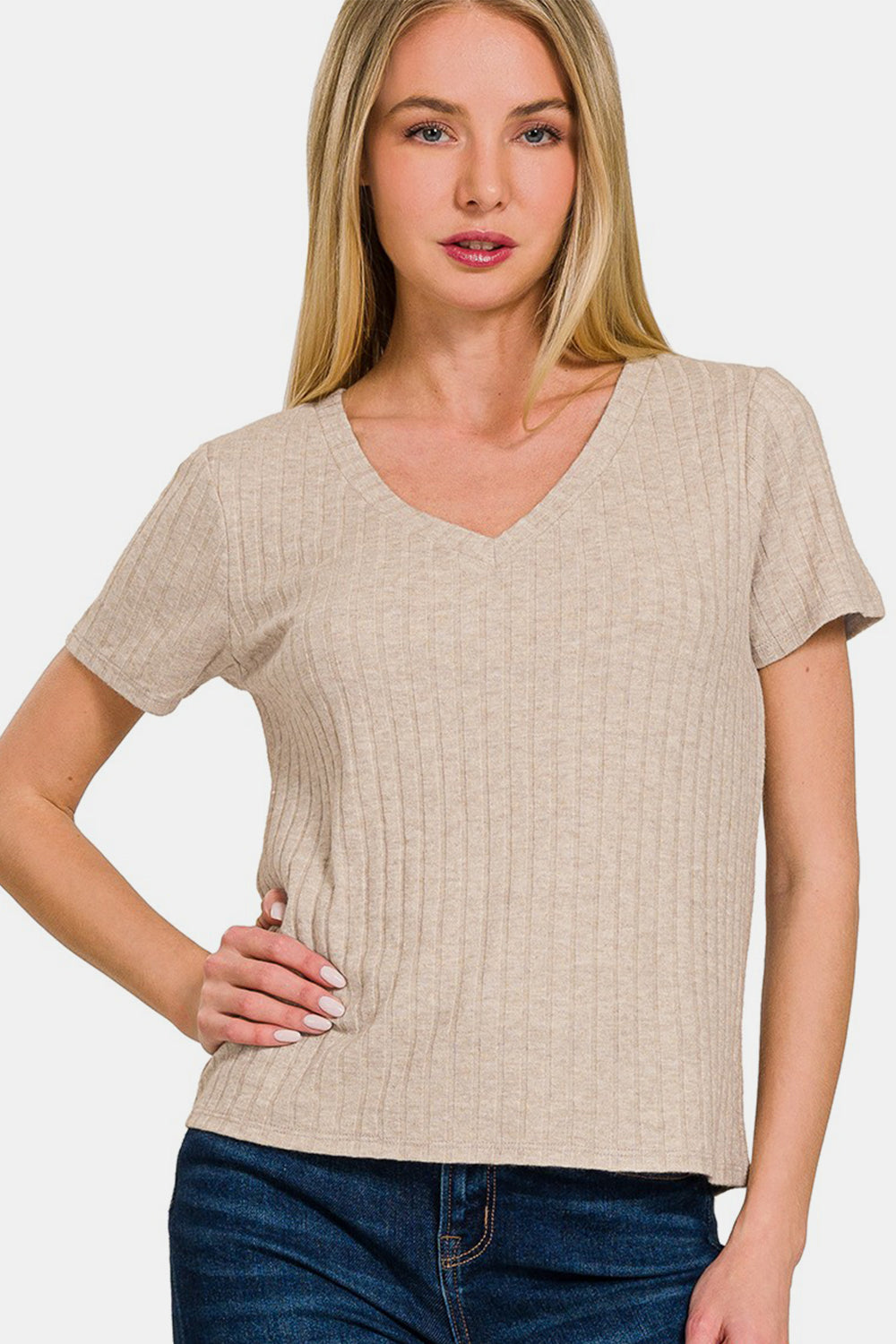 Zenana Ribbed Short Sleeve T-Shirt Zenana Ribbed Short Sleeve T-Shirt - TopFashionHQ