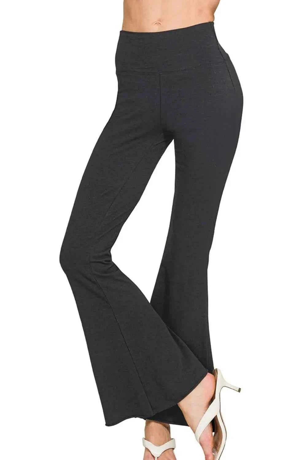 Zenana Raw Edge Hem Flare Yoga Pants Zenana Raw Edge Hem Flare Yoga Pants