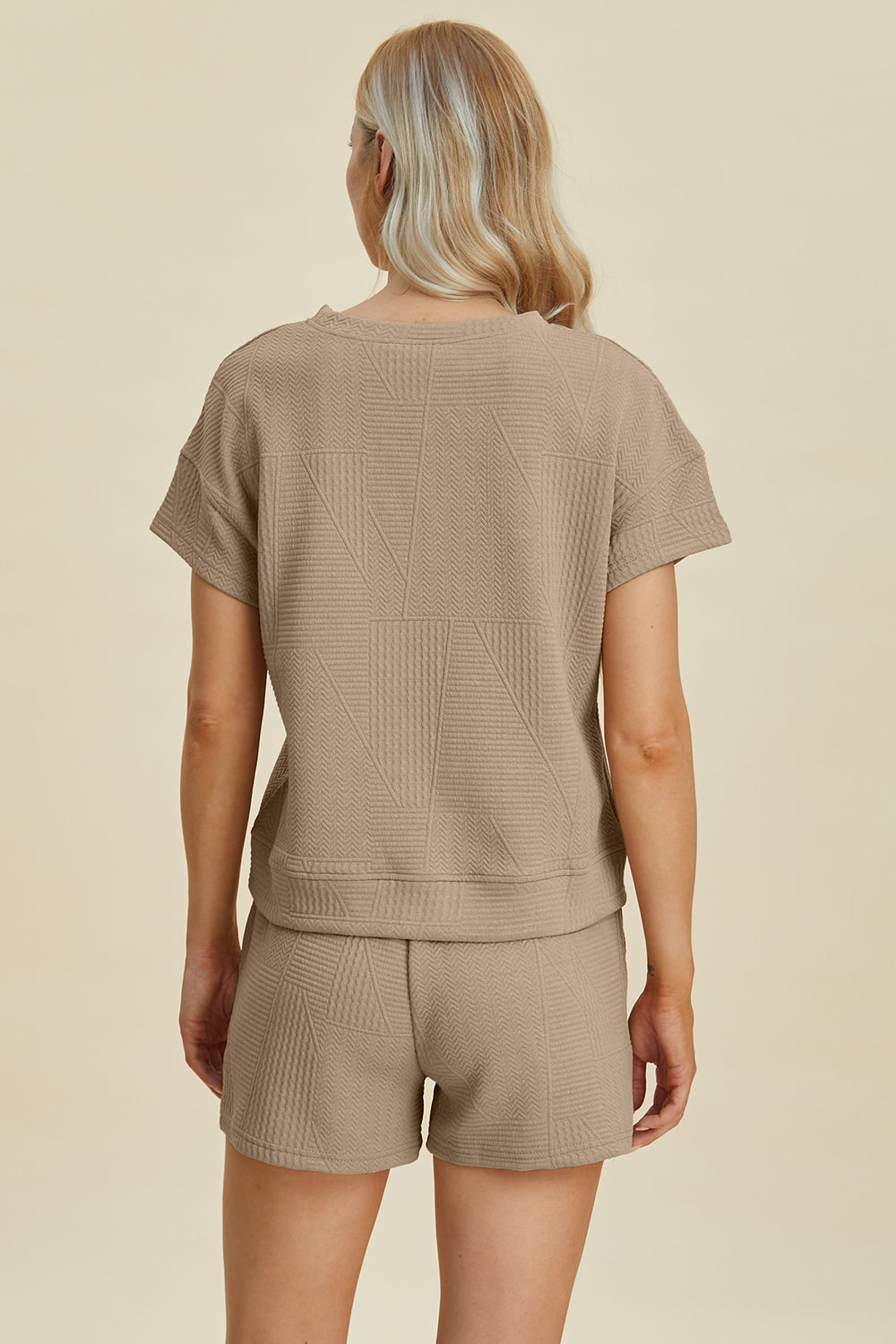 Double Take Full Size Texture Short Sleeve Top and Shorts Set Double Take Full Size Texture Short Sleeve Top and Shorts Set
