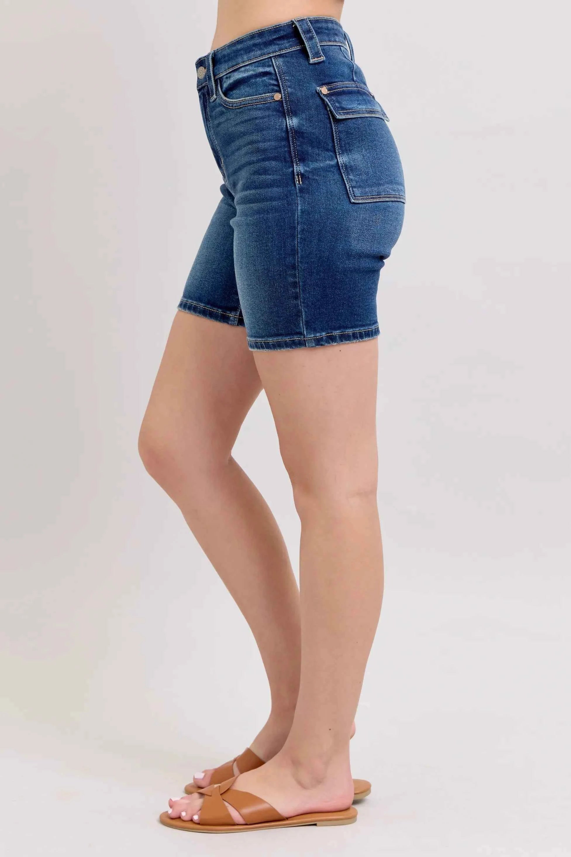 Judy Blue Full Size High Waist Bermudas Jeans W/ Back Flap Pockets Plus Size Judy Blue Full Size High Waist Bermudas Jeans W/ Back Flap Pockets Plus Size