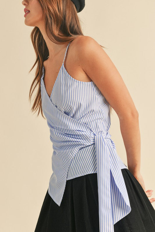 Aemi + Co Side Knotted Surplice Striped Cami 263b4e69-303c-4035-8005-4af3acc88511-Max