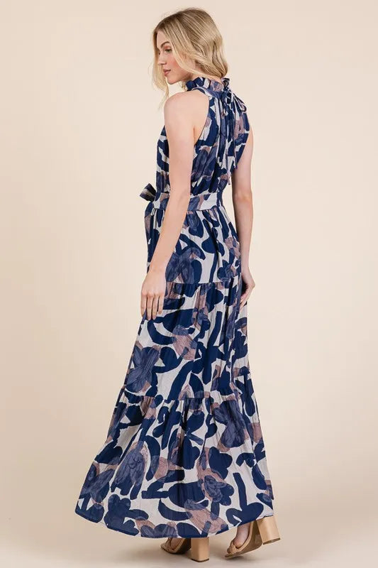 Lime 'N' Chili Abstract Halter Neck Tie-Waist Tiered Maxi Dress 26687d44bf3043b3aeff2578a5d0ea40-Max-Origin
