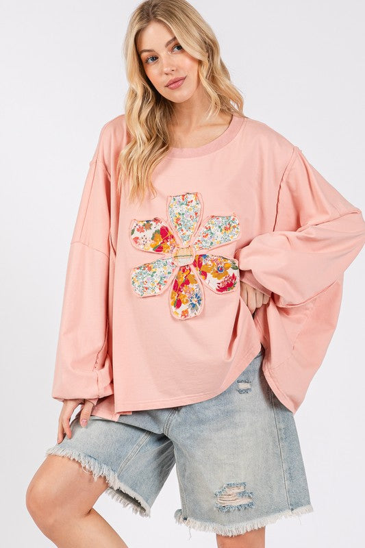 SAGE + FIG Flower Patch Dropped Shoulder Oversize Top SAGE + FIG Flower Patch Dropped Shoulder Oversize Top - TopFashionHQ