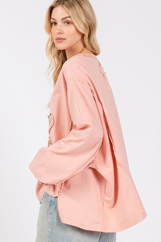 SAGE + FIG Flower Patch Dropped Shoulder Oversize Top SAGE + FIG Flower Patch Dropped Shoulder Oversize Top - TopFashionHQ