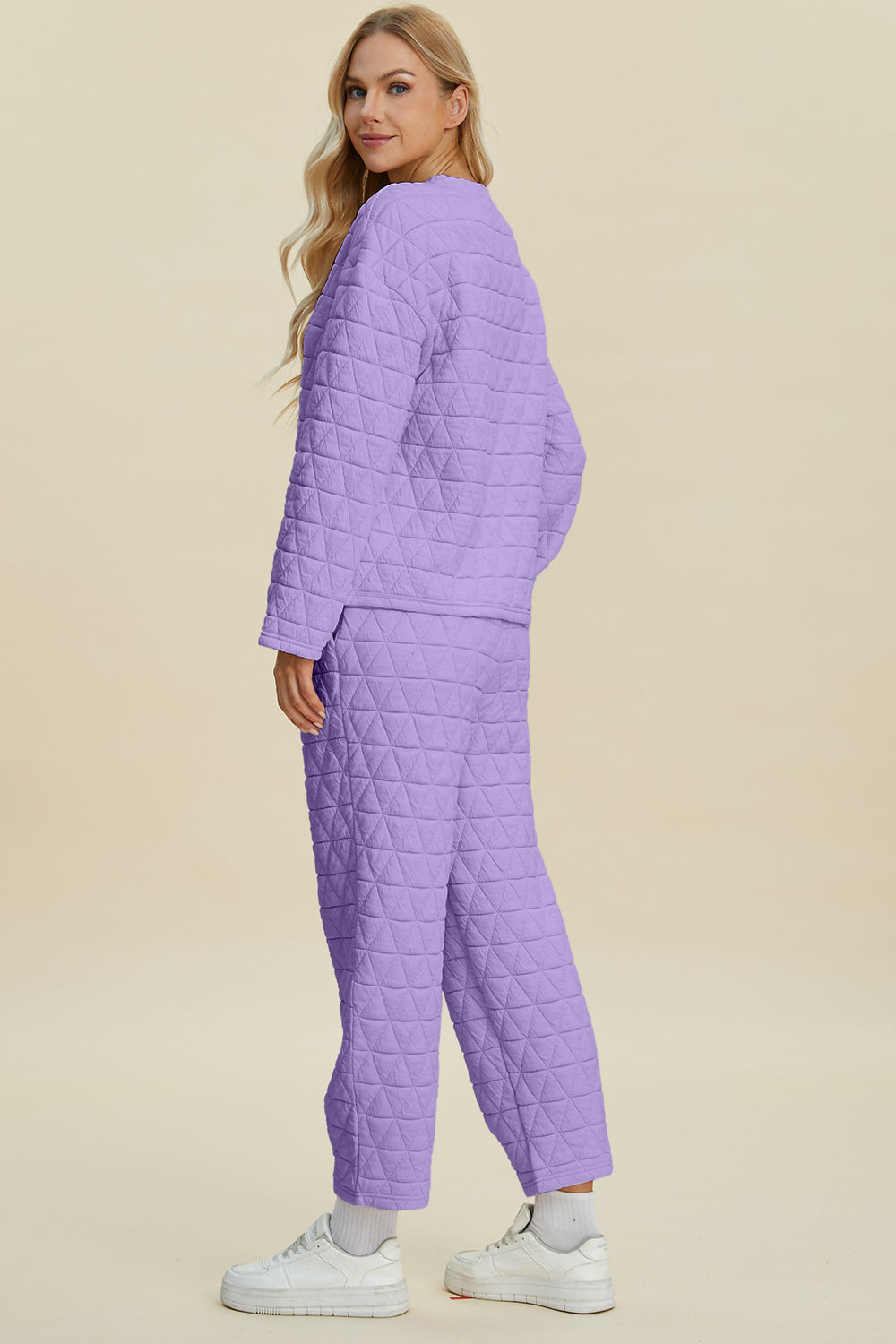 Double Take Full Size Texture Round Neck Long Sleeve Top and Pants Set Double Take Full Size Texture Round Neck Long Sleeve Top and Pants Set