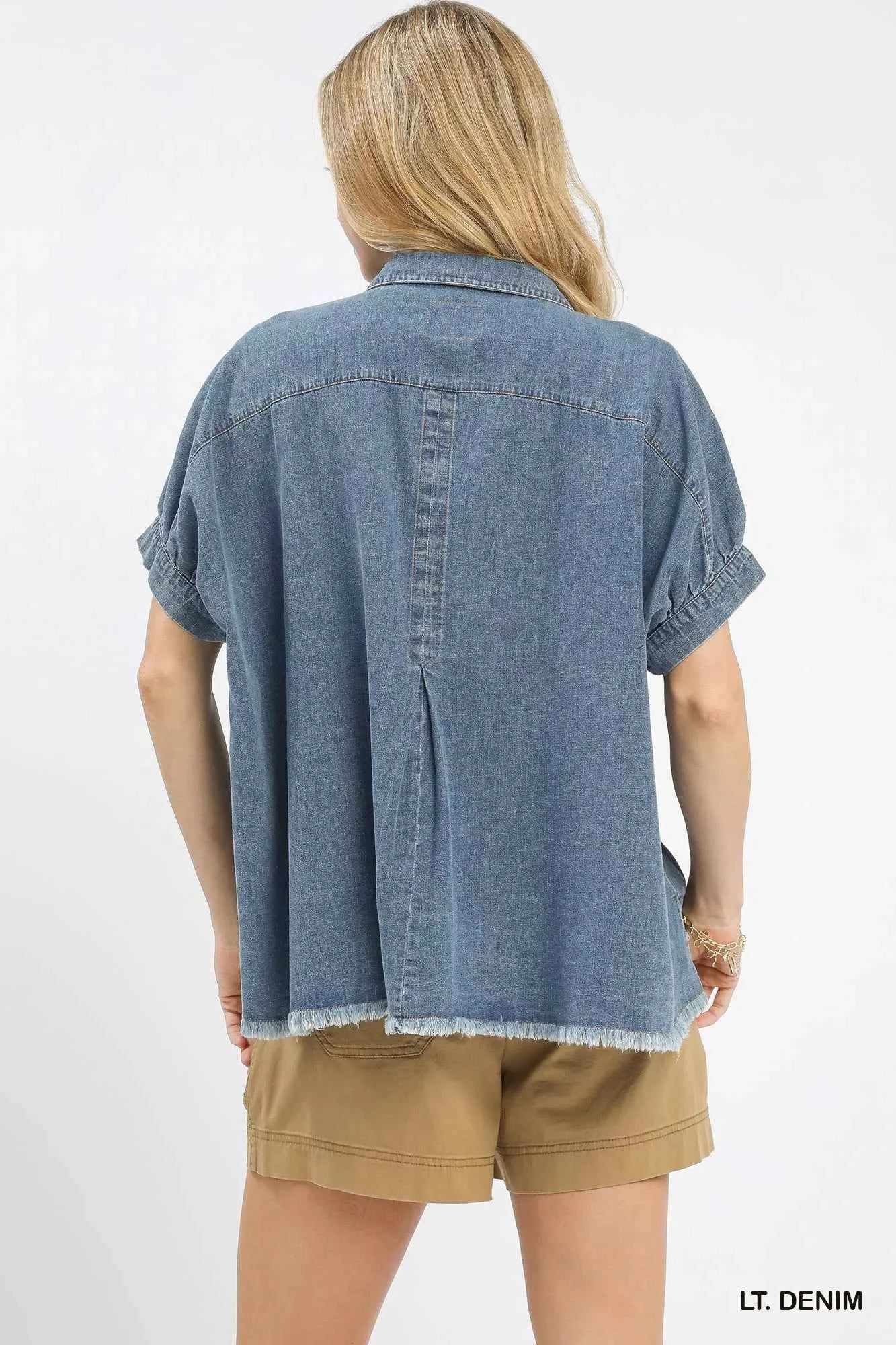 Umgee Washed Denim Oversized Top Umgee Washed Denim Oversized Top