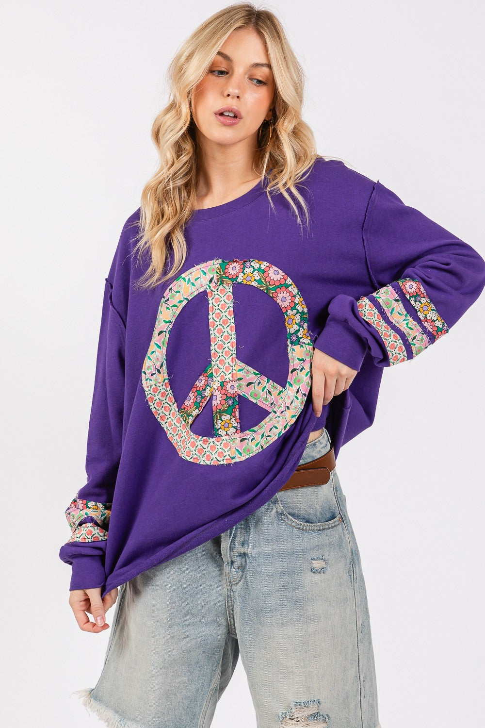 SAGE+FIG Peace Applique Patch Long Sleeve Top SAGE+FIG Peace Applique Patch Long Sleeve Top