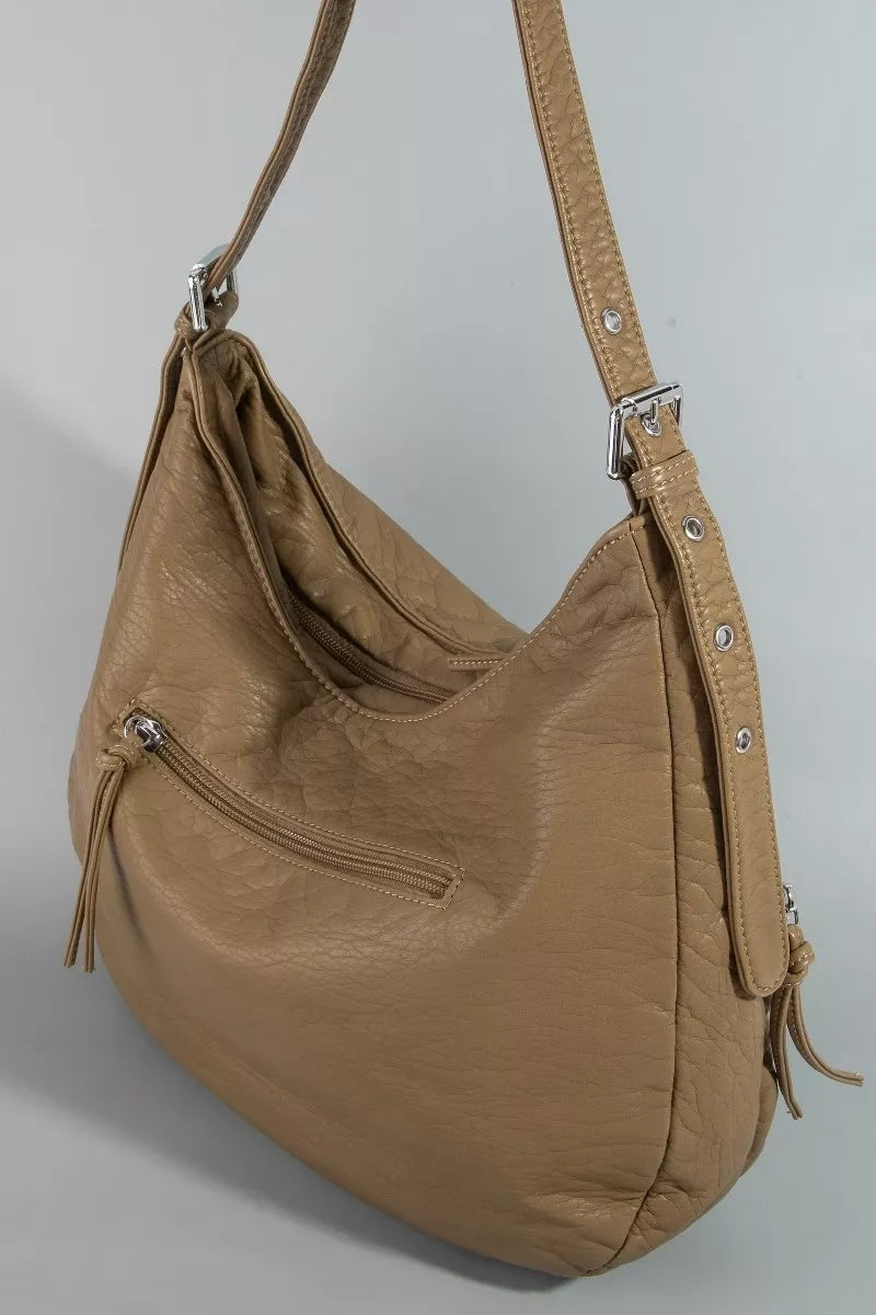 Fame Multi Zipper Pocket Leather Hobo Bag 278412fc-ed74-43be-99f3-c93a109a10c0-Max-Origin