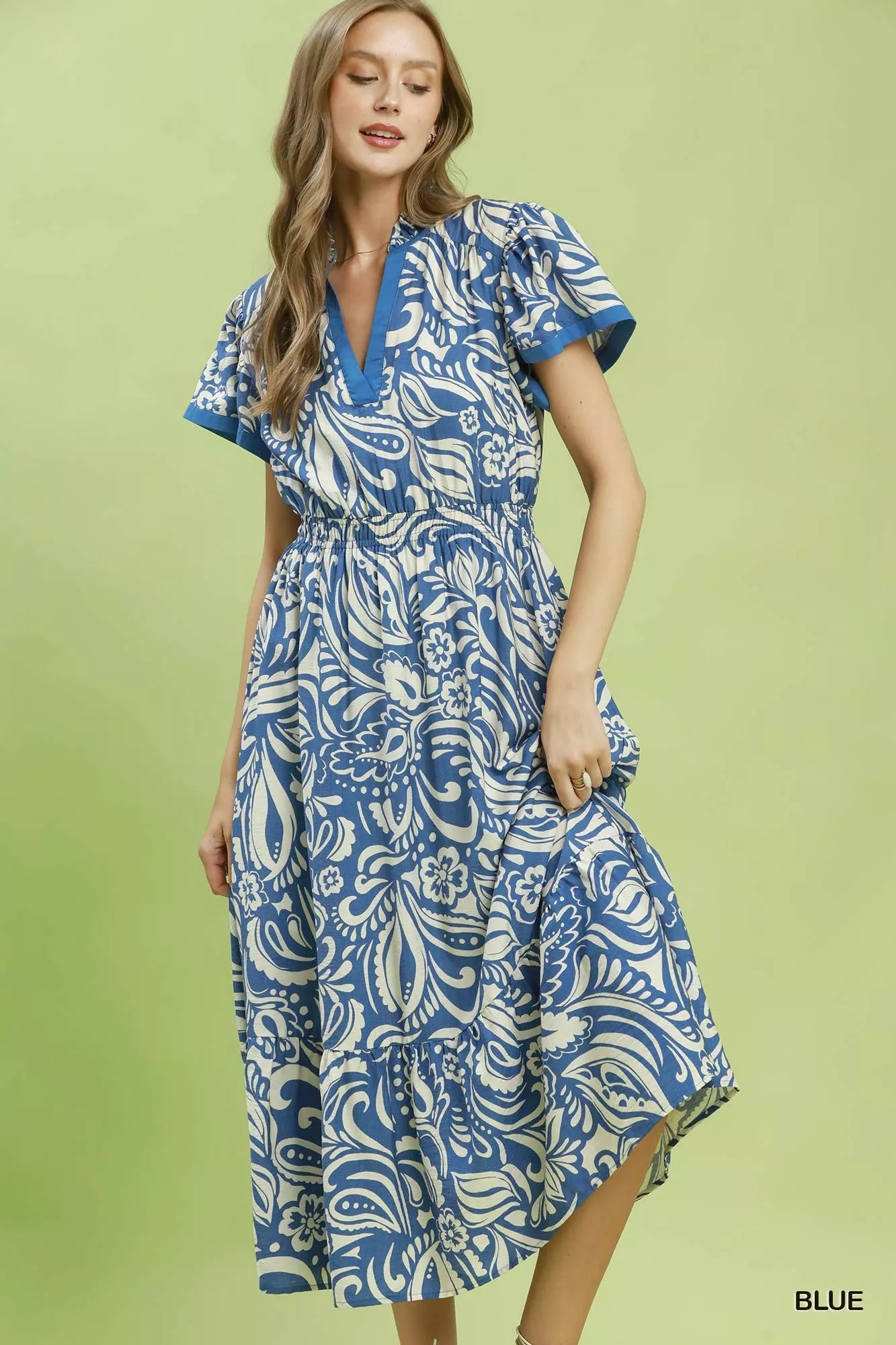 Umgee Paisley Print Midi Dress with Side Pockets 27f0a758-ed7f-4187-8949-47403bf6fdf6-Max-Origin