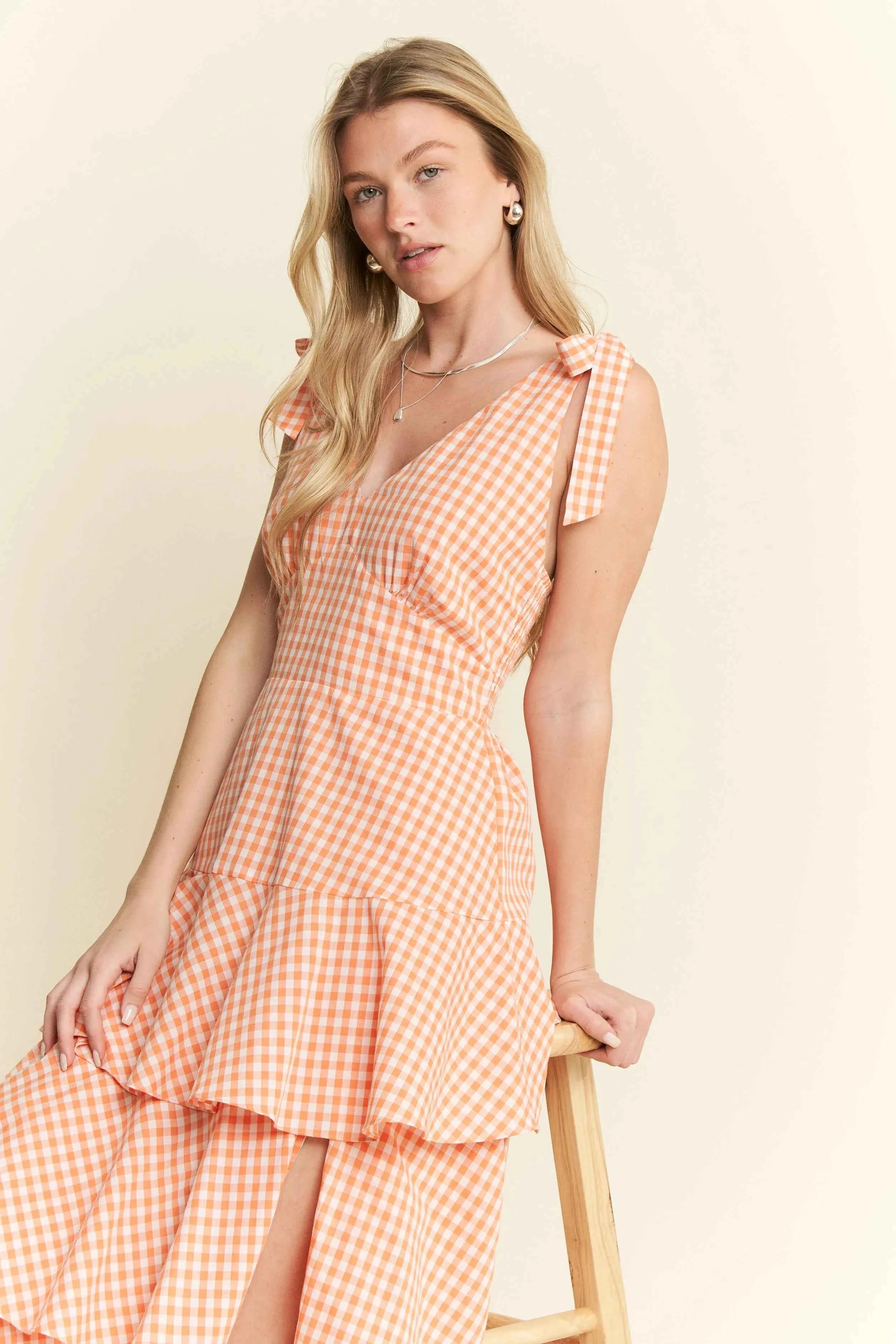 Jade By Jane Sleeveless Gingham Print Tiered Midi Dress Jade By Jane Sleeveless Gingham Print Tiered Midi Dress