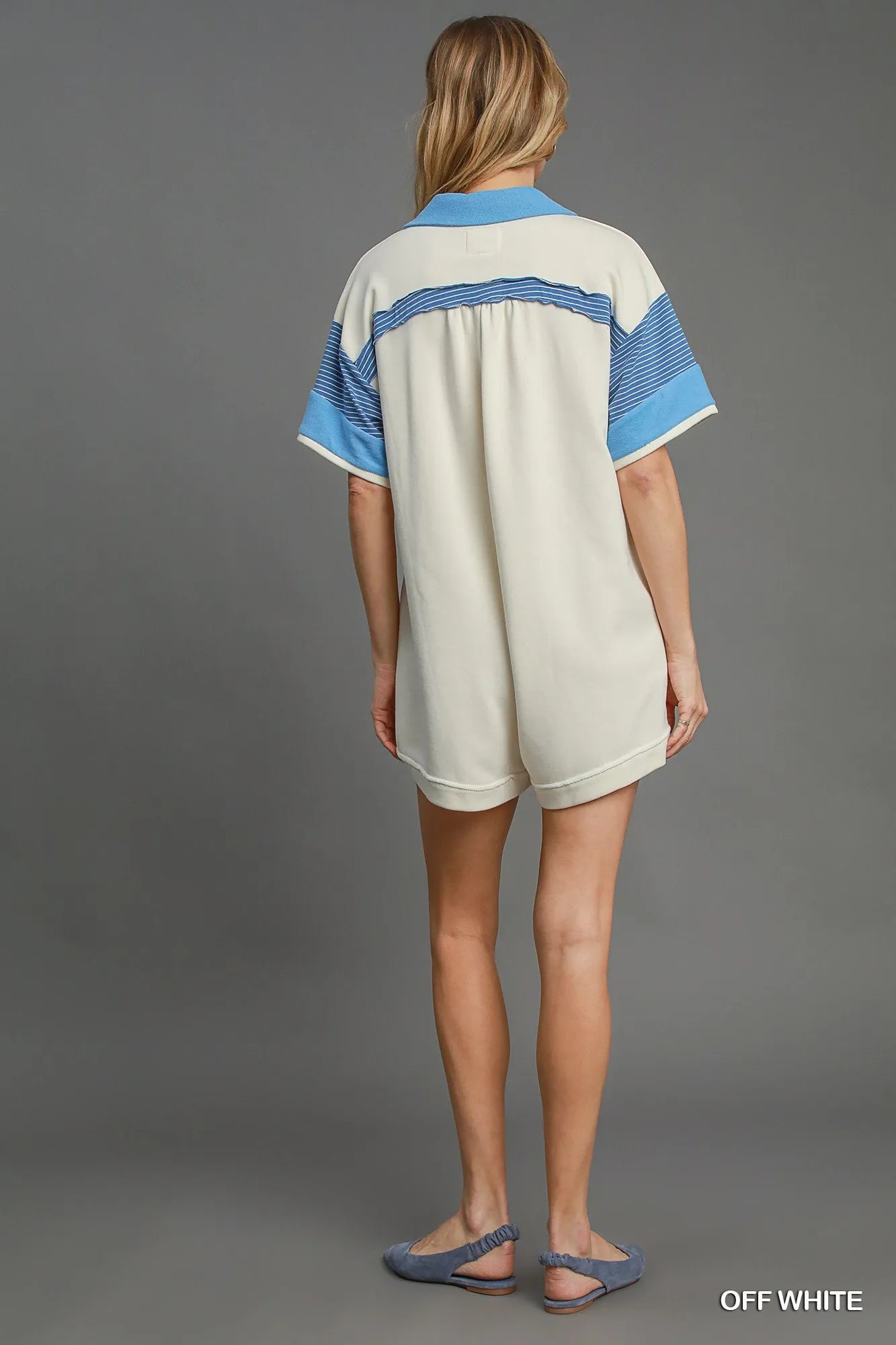 Umgee French Terry Collared Colorblock Romper 28167f0f-d77a-4cdd-9d85-9065862e709c-Max-Origin