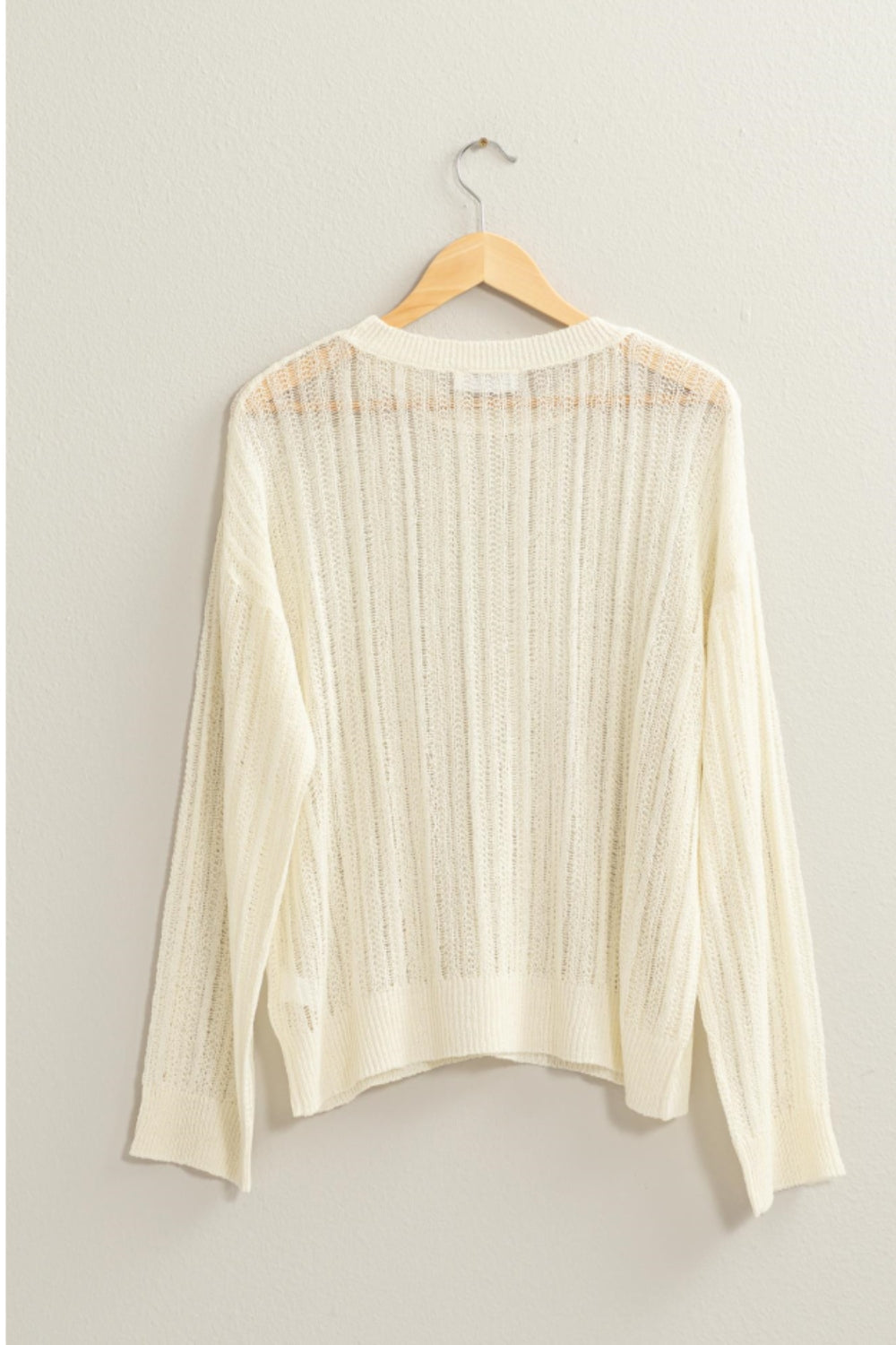 HYFVE Openwork Ribbed Trim Long Sleeve Knit Top HYFVE Openwork Ribbed Trim Long Sleeve Knit Top - TopFashionHQ