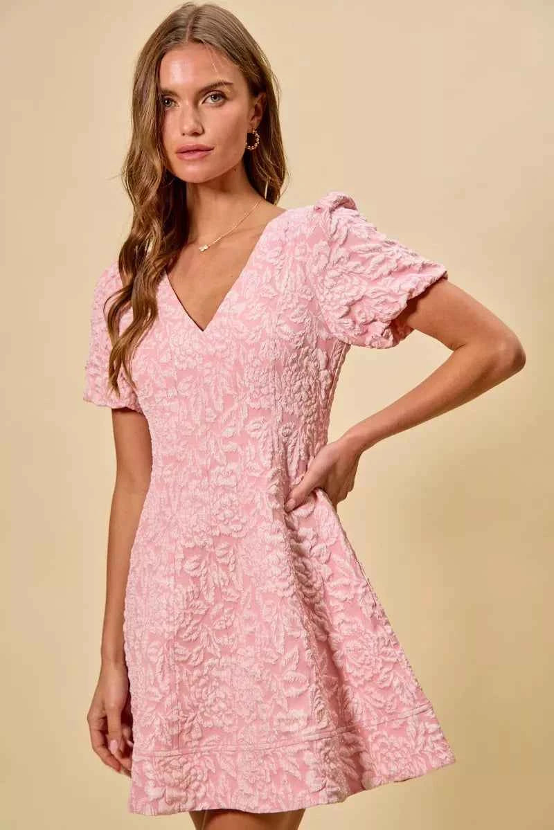 SO ME Floral Jacquard Fit And Flare Daily Mini Dress SO ME Floral Jacquard Fit And Flare Daily Mini Dress