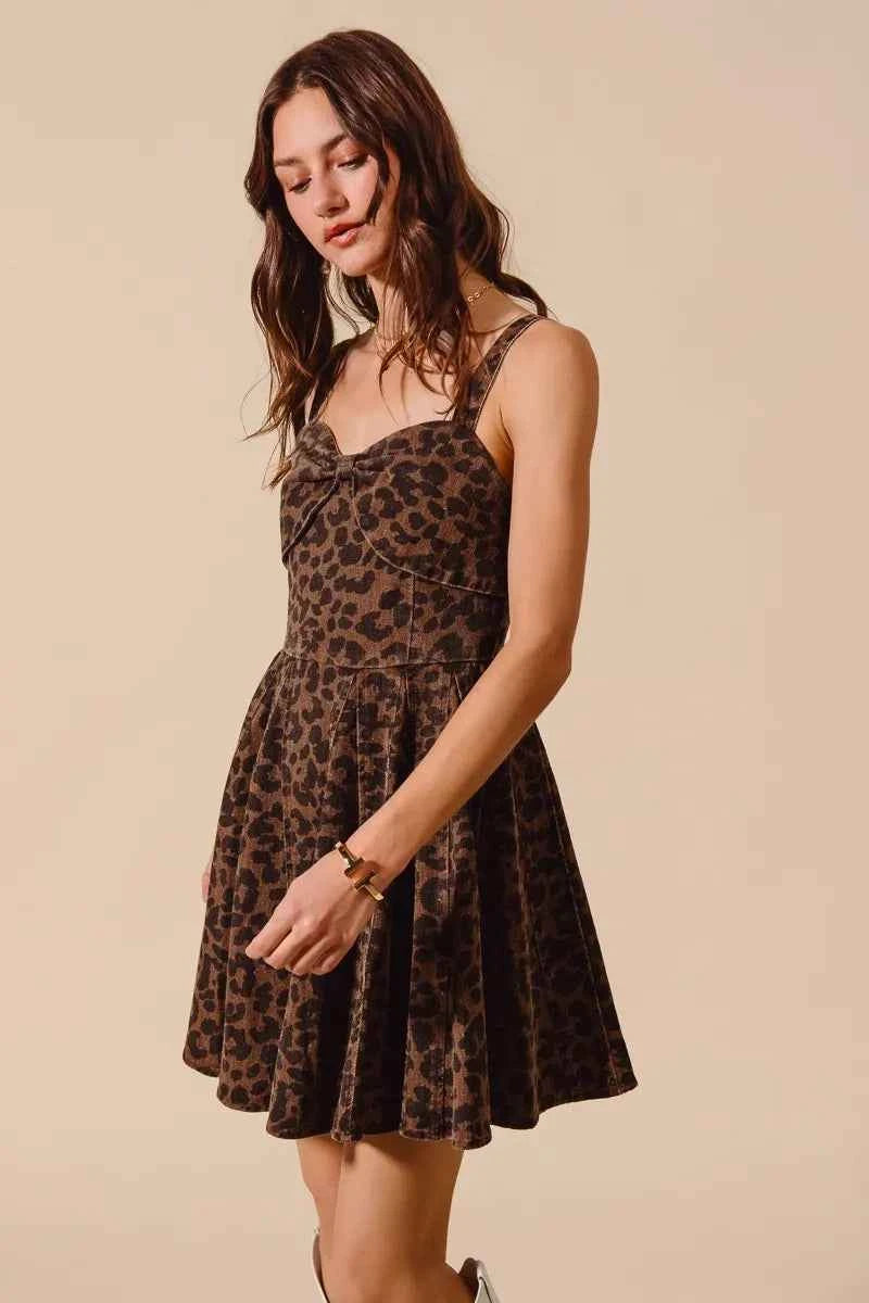 SO ME Mineral Washed Leopard Flare Cami Dress SO ME Mineral Washed Leopard Flare Cami Dress