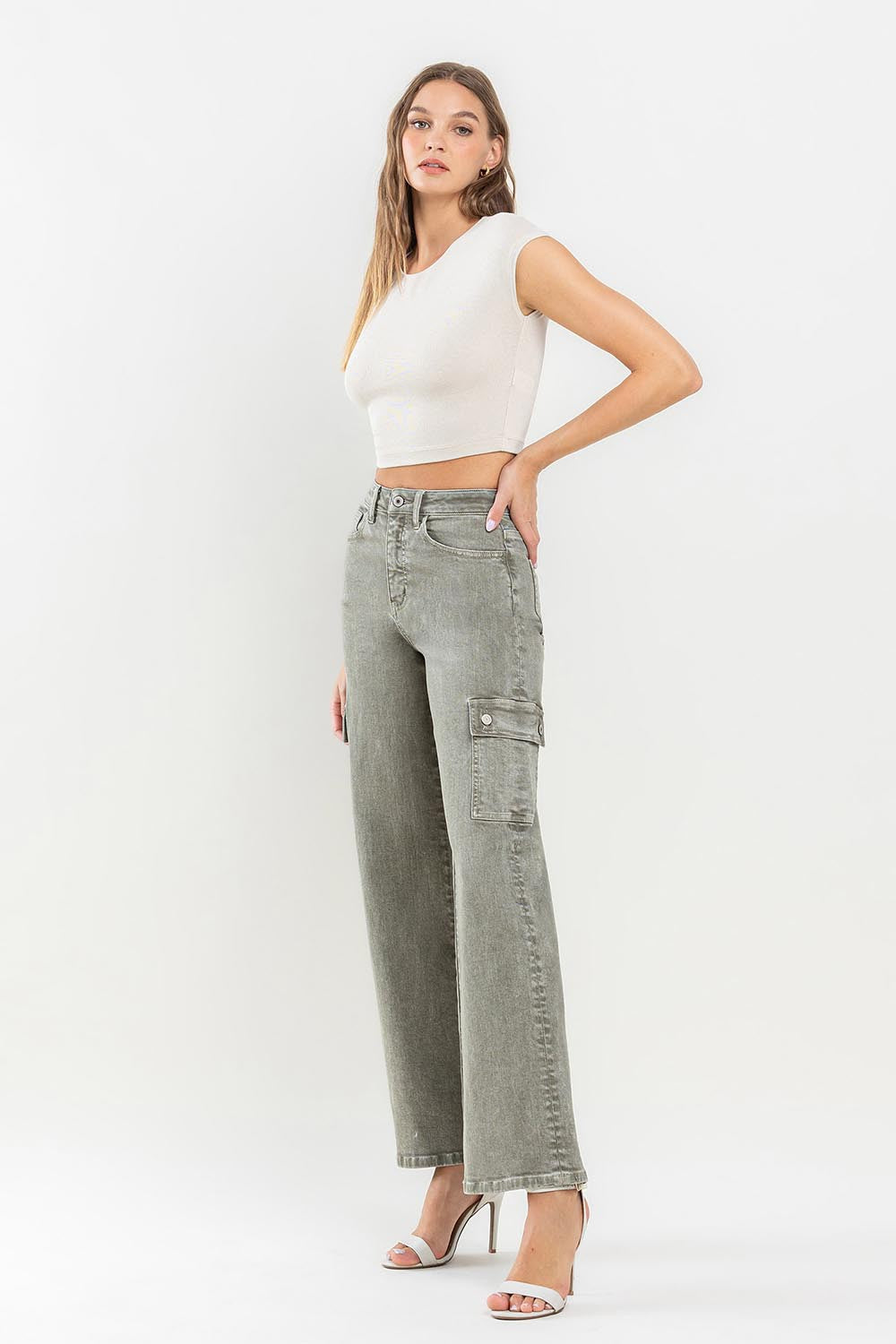 Vervet by Flying Monkey 90's Super High Rise Cargo Jeans Vervet by Flying Monkey 90's Super High Rise Cargo Jeans - TopFashionHQ