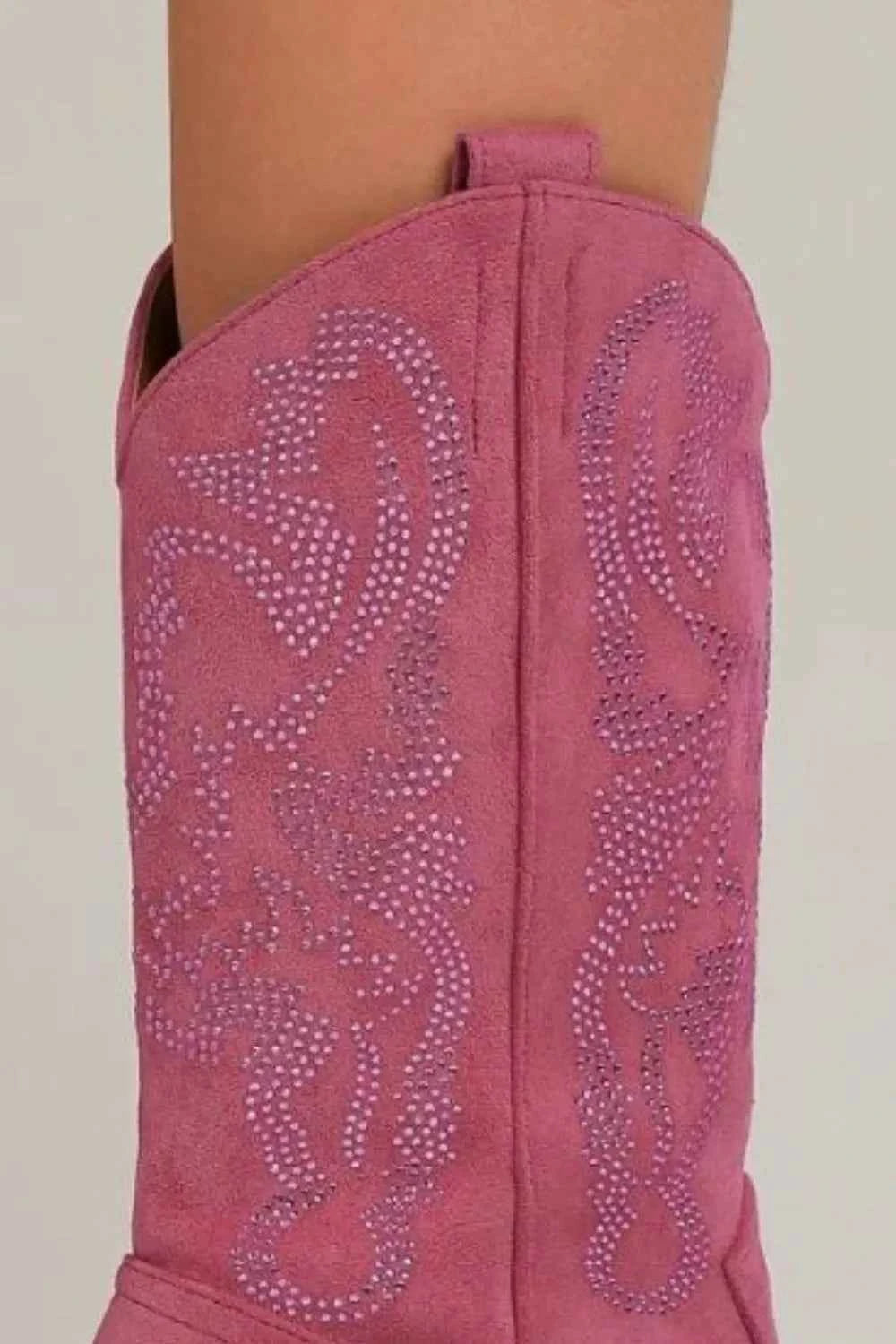 Beast Fashion Rhinestone Detail Point Toe Boots Beast Fashion Rhinestone Detail Point Toe Boots