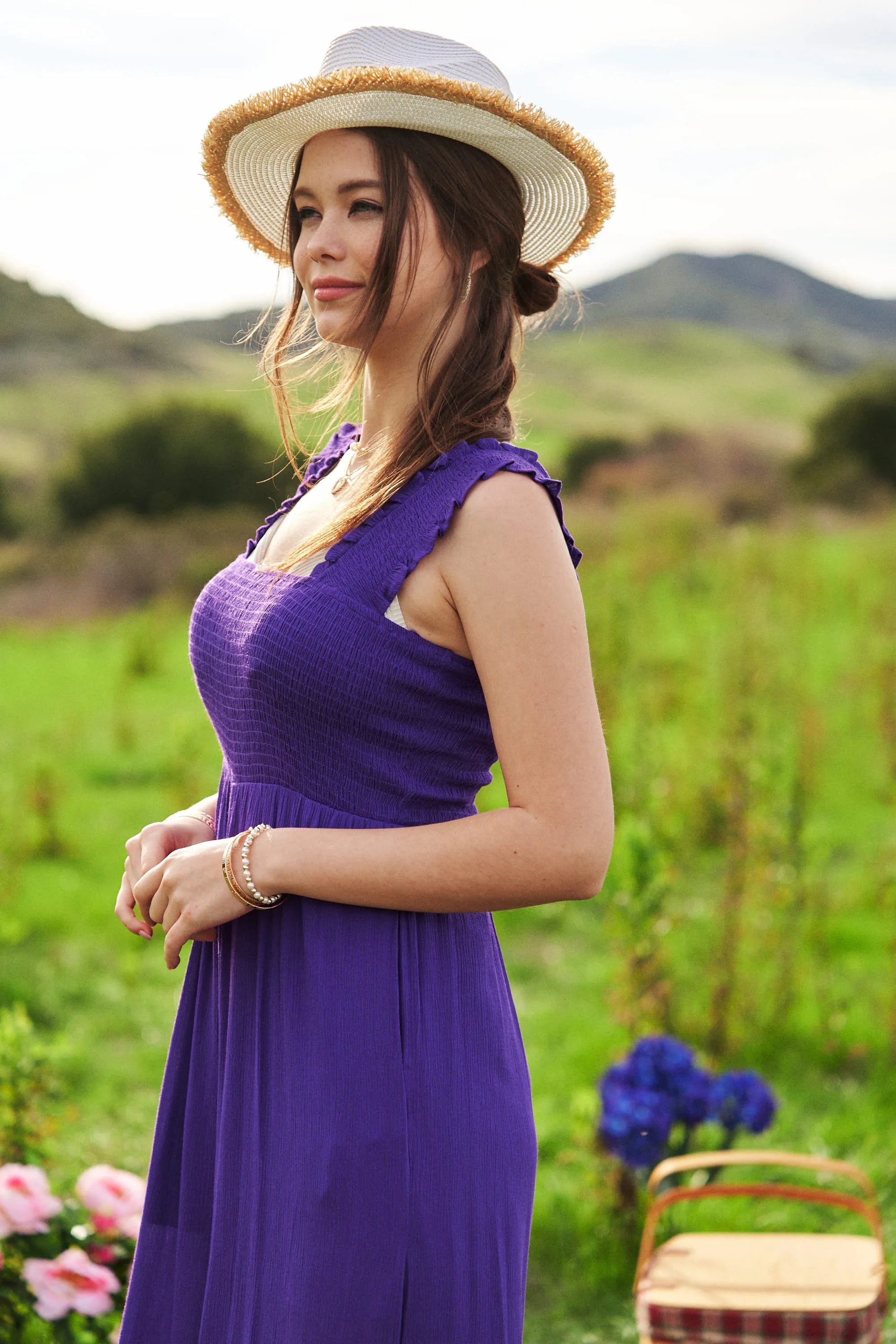 Davi & Dani Smocked Bodice Strap Ruffle Tie Belt Jumpsuit 29ce7c16f1c44204be1e8838c4d12d7c-Max-Origin