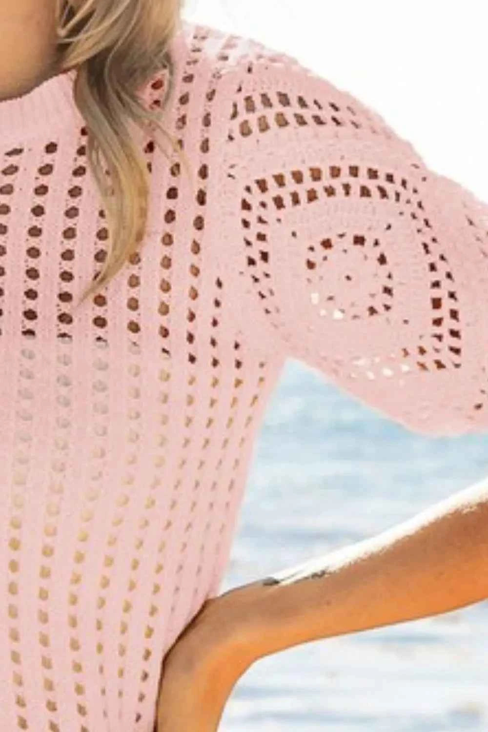 BiBi Crochet Knit Cover Up With Puff Sleeves BiBi Crochet Knit Cover Up With Puff Sleeves