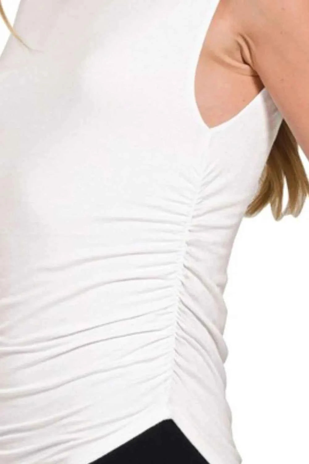 Zenana Double Layered Ruched Side Mock Neck Top Zenana Double Layered Ruched Side Mock Neck Top