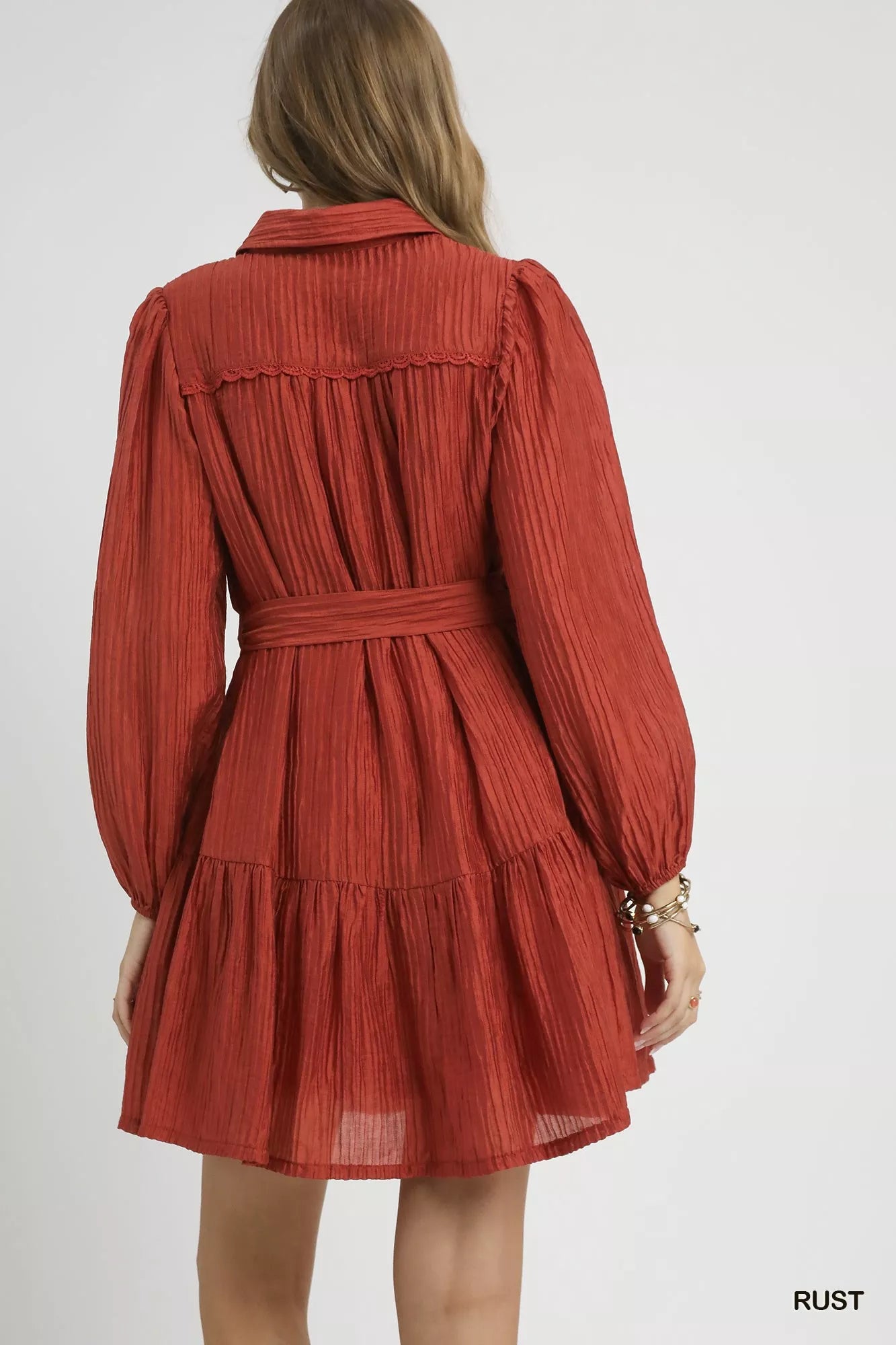 Umgee Crinkle Button-Front Tiered Mini Dress with Waist Tie 2a528ea6-b3b9-45b3-9a28-9b00e5ff93c2-Max-Origin