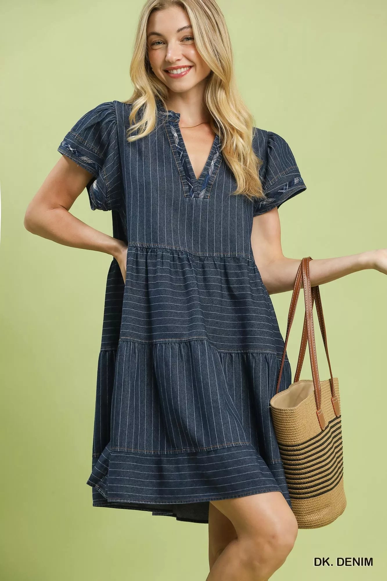 Umgee Chambray Tiered Babydoll Dress 2a7c8553-32ad-47d5-ab4c-3706246723d5-Max-Origin