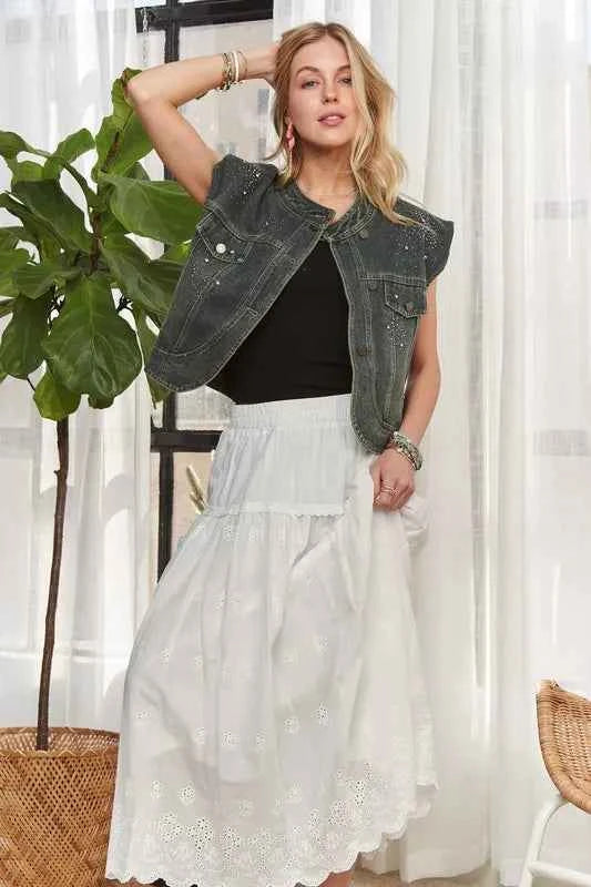 ADORA Sleeveless Button Down Denim Jacket ADORA Sleeveless Button Down Denim Jacket