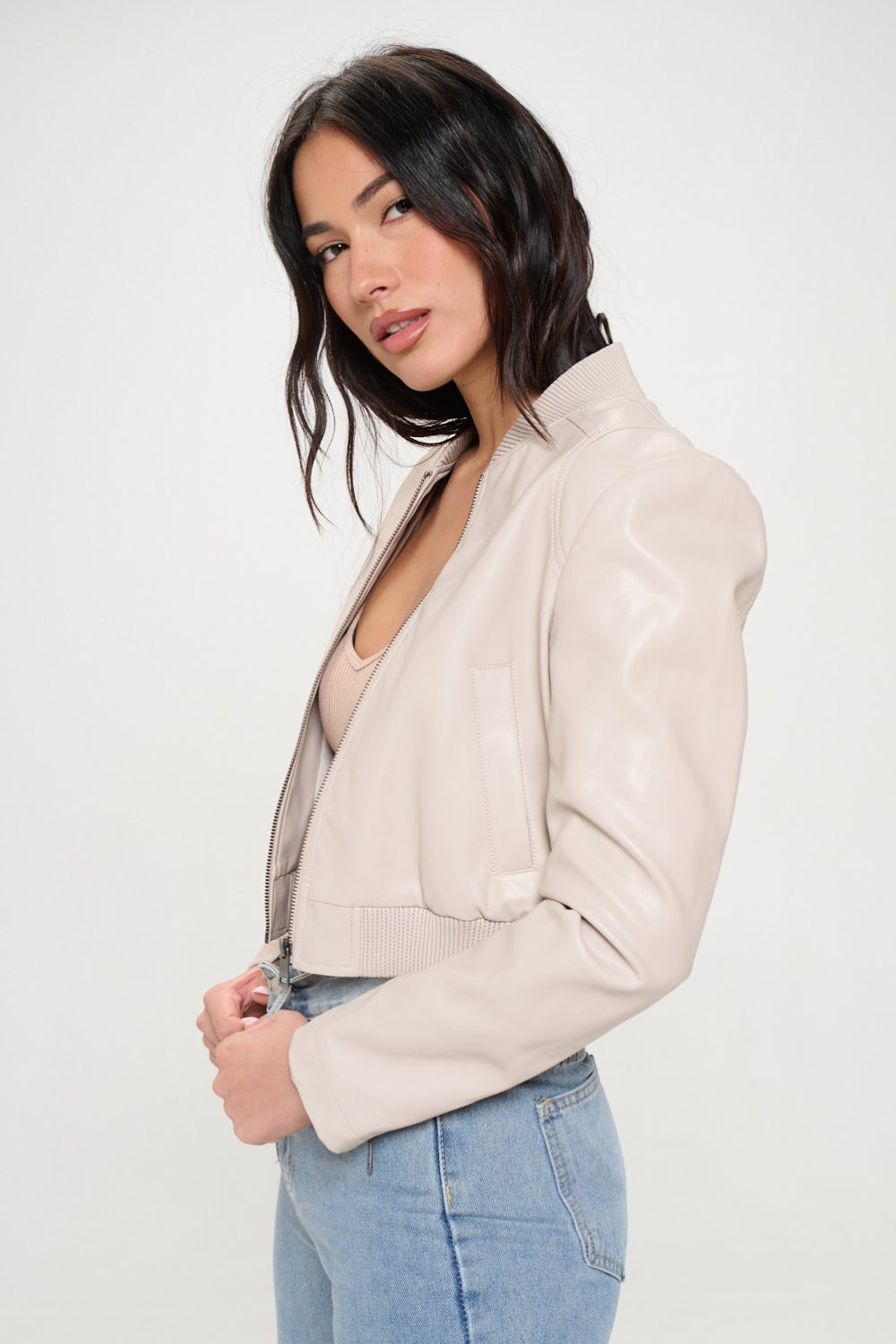 Coalition LA Zip Up Cropped Bomber Jacket Coalition LA Zip Up Cropped Bomber Jacket - TopFashionHQ
