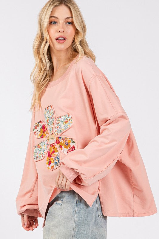SAGE + FIG Flower Patch Dropped Shoulder Oversize Top SAGE + FIG Flower Patch Dropped Shoulder Oversize Top - TopFashionHQ