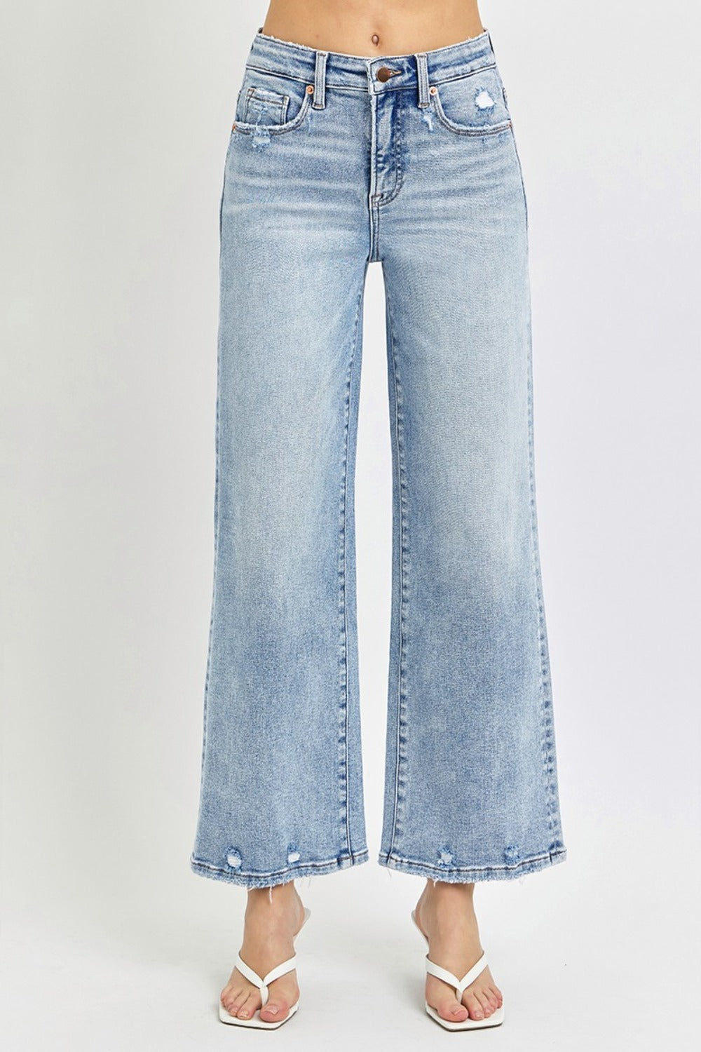 RISEN Full Size Tummy Control High Rise Crop Wide Leg Jeans RISEN Full Size Tummy Control High Rise Crop Wide Leg Jeans - TopFashionHQ