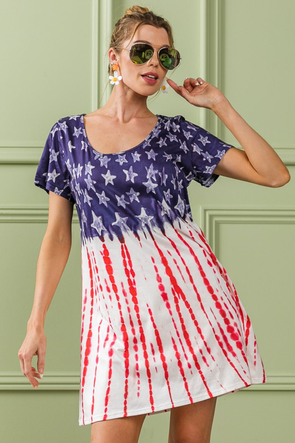 BiBi American Flag Theme Tee Dress BiBi American Flag Theme Tee Dress - TopFashionHQ