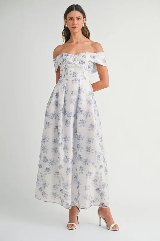 MABLE Floral Printed Off Shoulder Maxi Dress 2bef7785e30a43b682f5be2ba2eff975-Max-Origin