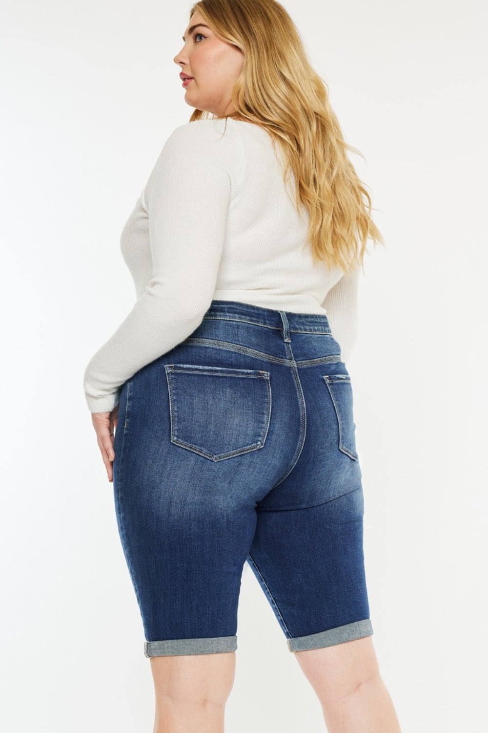 Kancan Full Size Cat's Whiskers Button Fly Denim Shorts Kancan Full Size Cat's Whiskers Button Fly Denim Shorts - TopFashionHQ