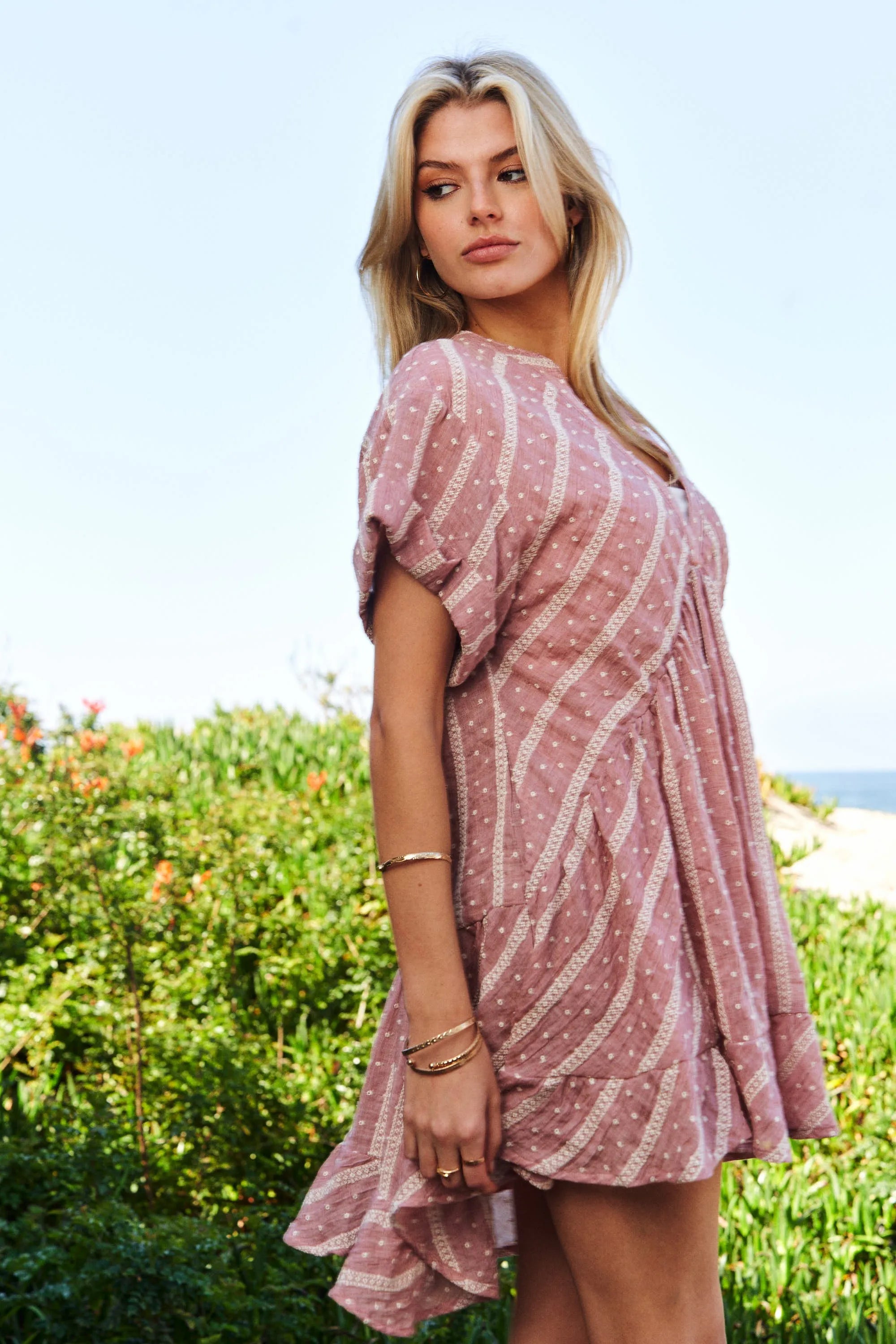 Davi & Dani Embroidery V Neck Short Sleeve Ruffled Mini Dress 2c5c4c4628f9408da32fb49e249e3fda-Max-Origin