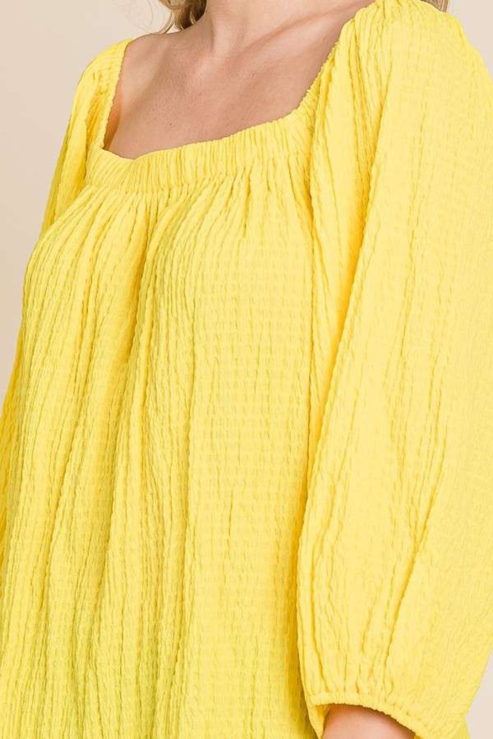 Culture Code Texture Square Neck Puff Sleeve Top Culture Code Texture Square Neck Puff Sleeve Top - TopFashionHQ