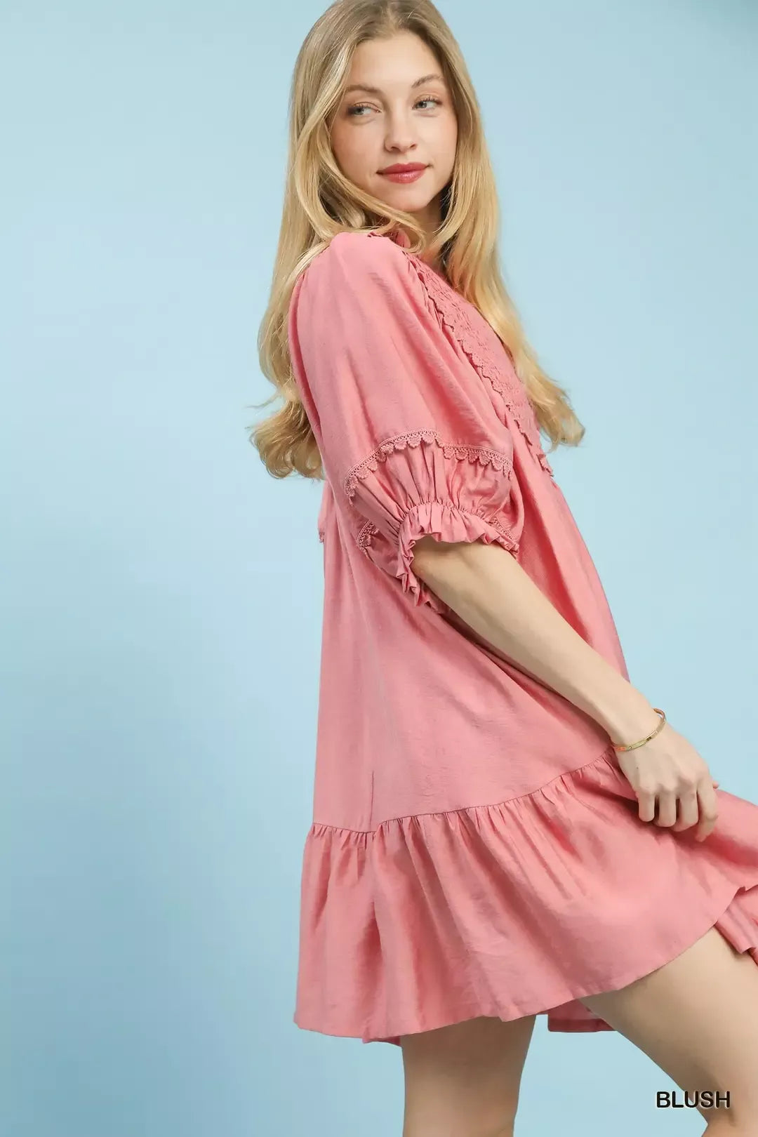 Umgee Smocked Bib Ruffle Hem Babydoll Dress 2c67e74a-c7cc-463f-a987-bb64aedf7357-Max-Origin