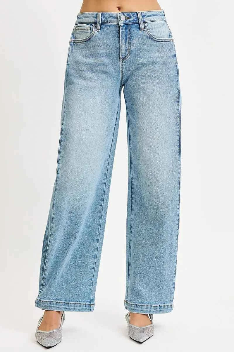 RISEN Mid Rise Wide Barrel Transferable Leg Snap Jeans RISEN Mid Rise Wide Barrel Transferable Leg Snap Jeans