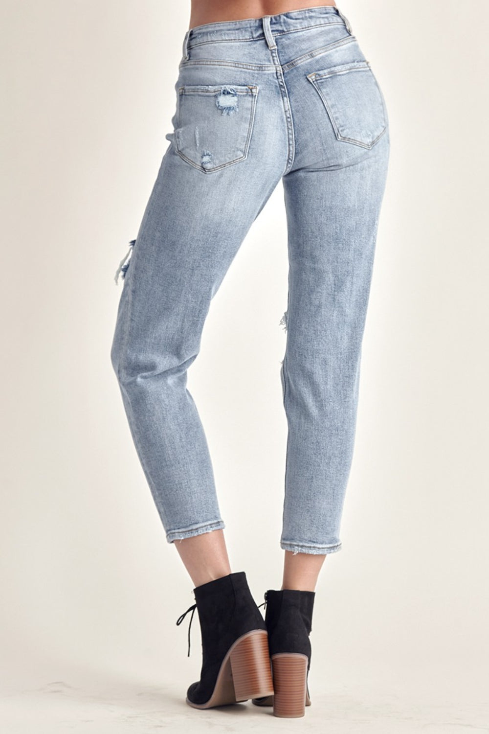 RISEN Distressed Slim Cropped Jeans RISEN Distressed Slim Cropped Jeans - TopFashionHQ